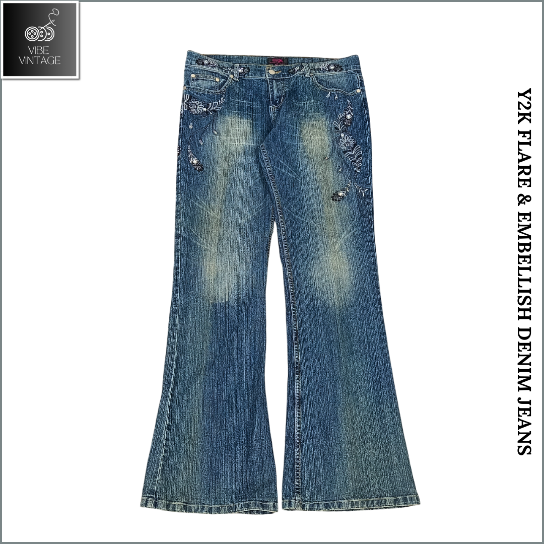 Y2K FLARE & EMBELLISH DENIM JEANS (BUNDLE 4)