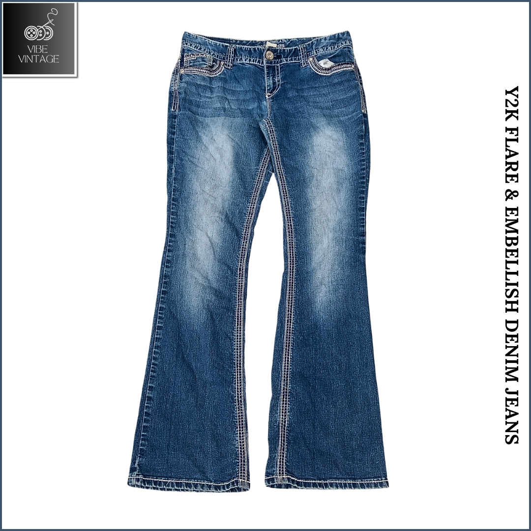 Y2K FLARE & EMBELLISH DENIM JEANS (BUNDLE 11)