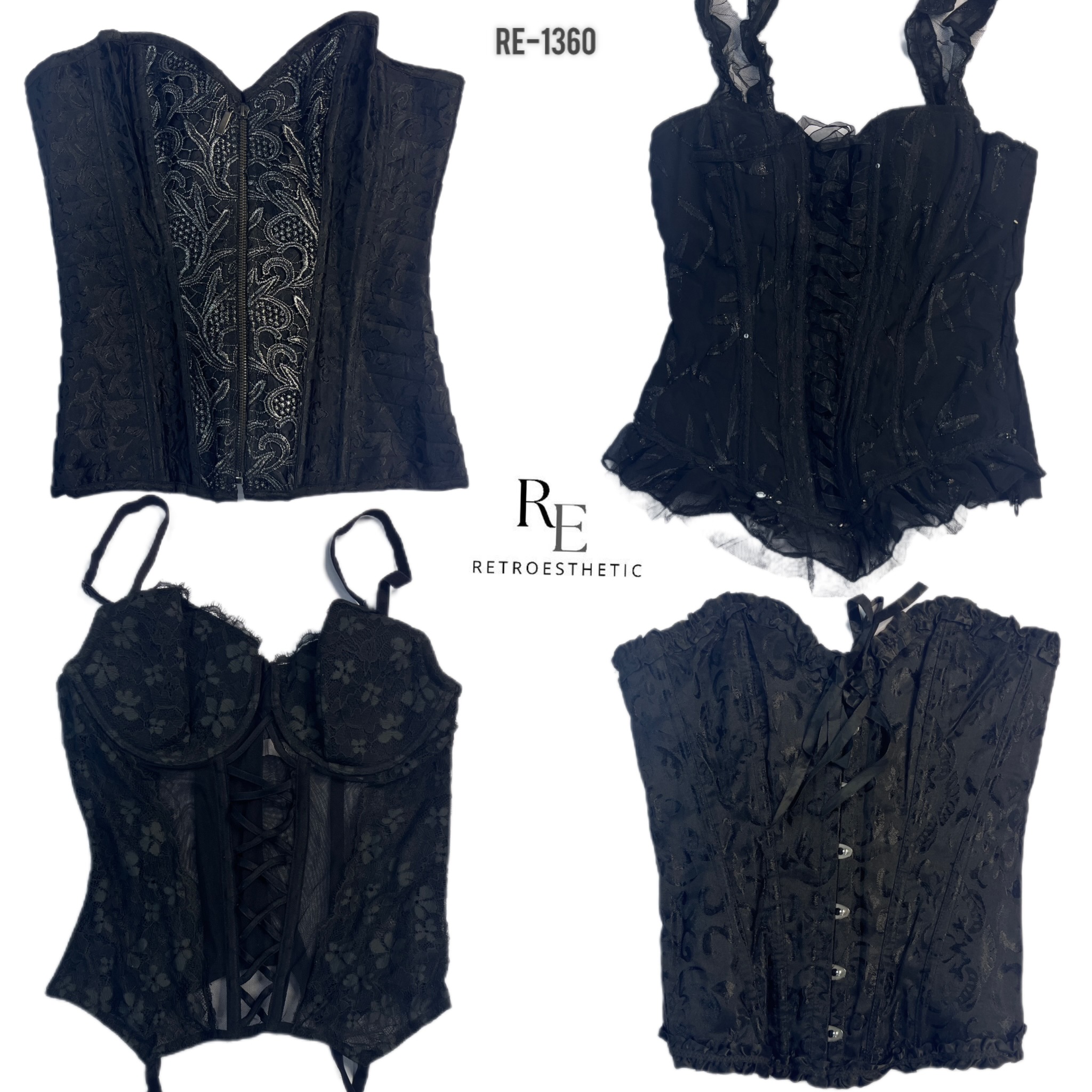 Y2K All Black Gothic Corsets (RE-1360