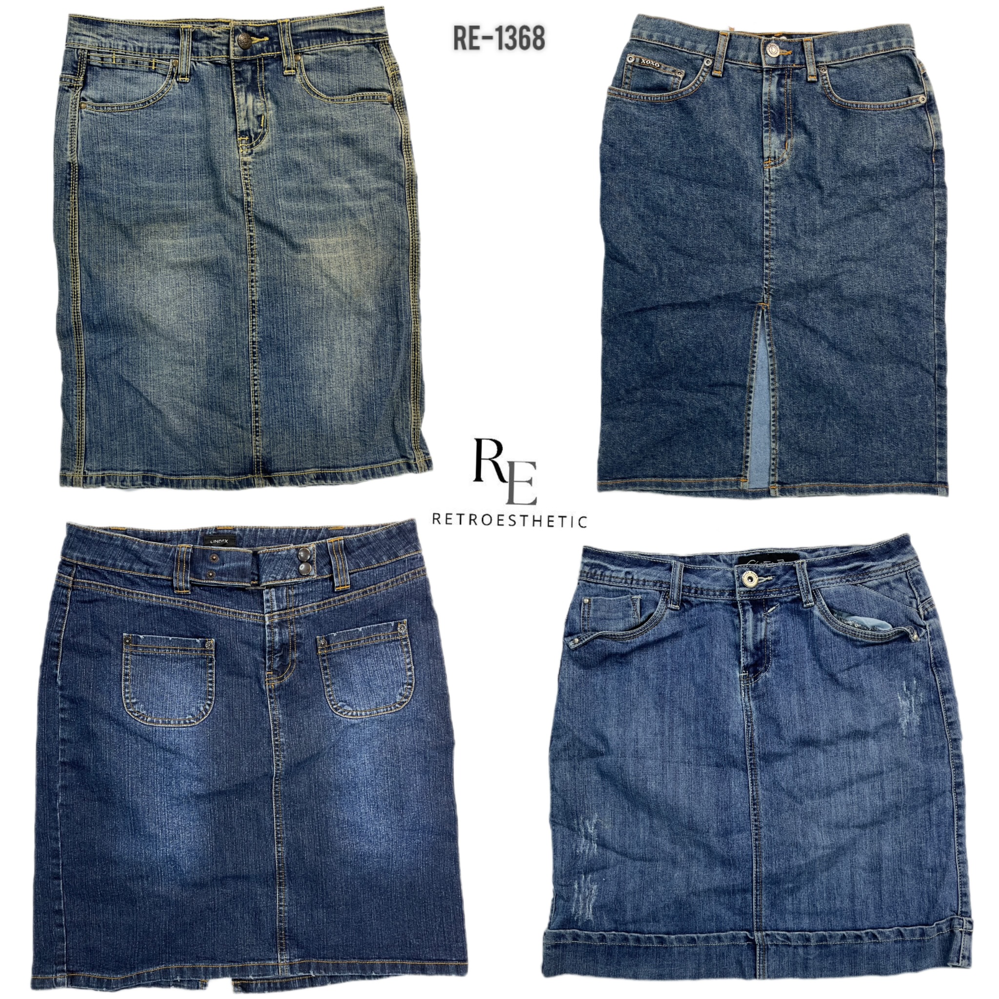 Y2K IT Girl Denim Midi Skirts (RE-1368)