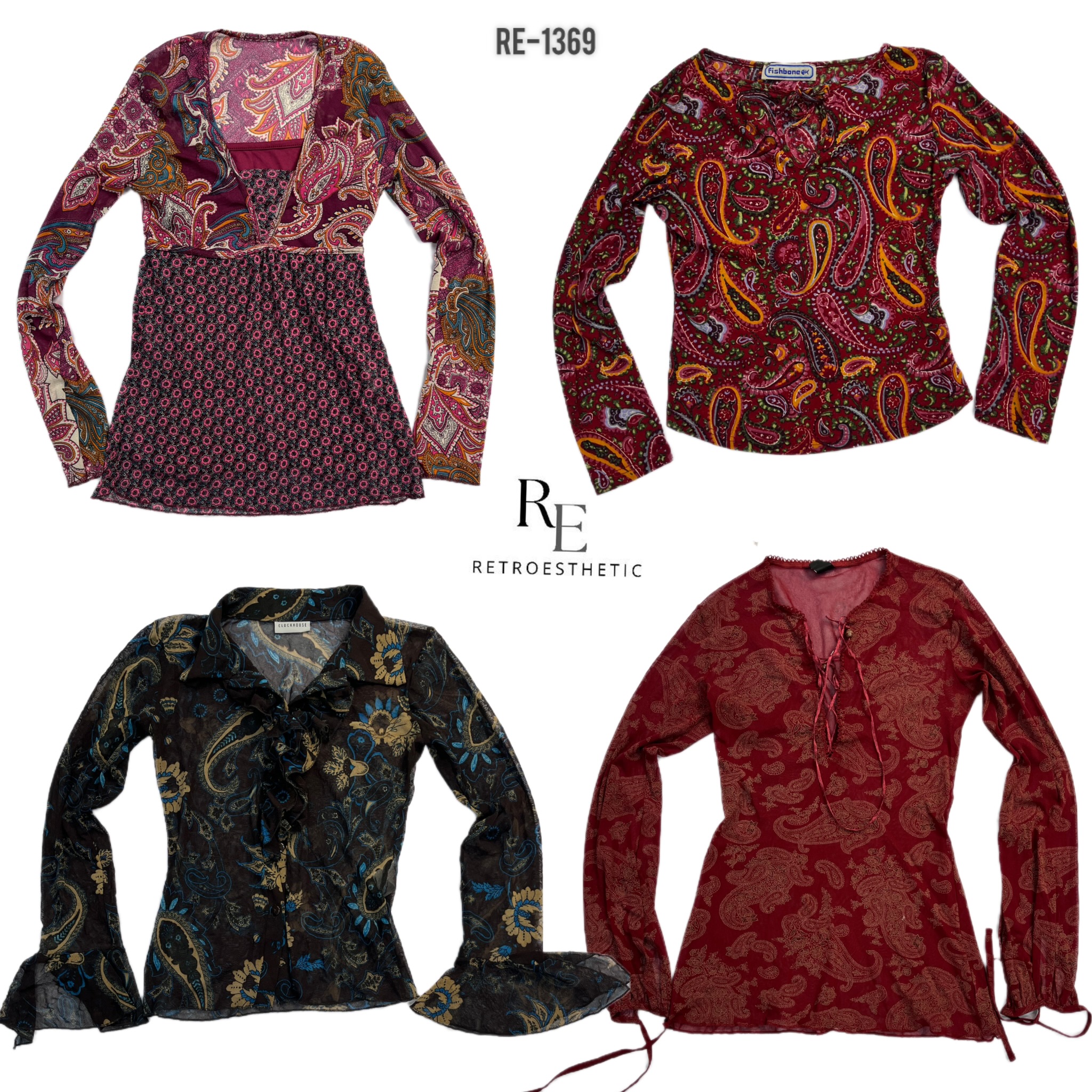 Y2K Grunge Mesh Full Sleeve Tops (RE-1369)
