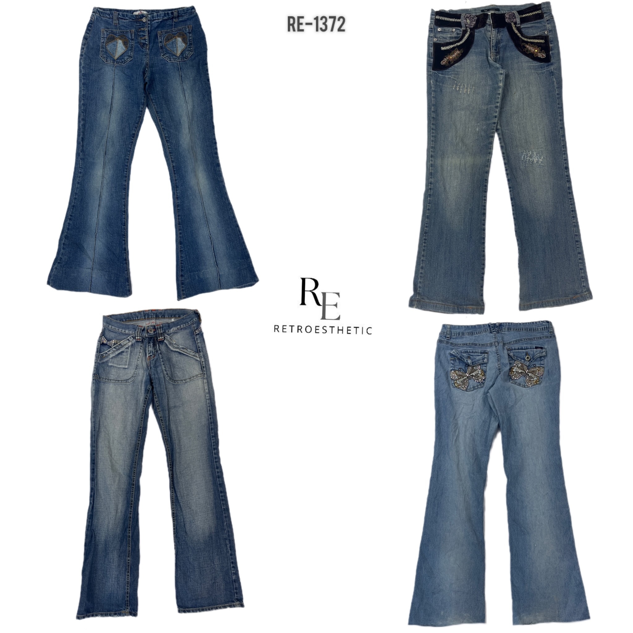 Y2K IT Girl Unique Denim Jeans (RE-1372)
