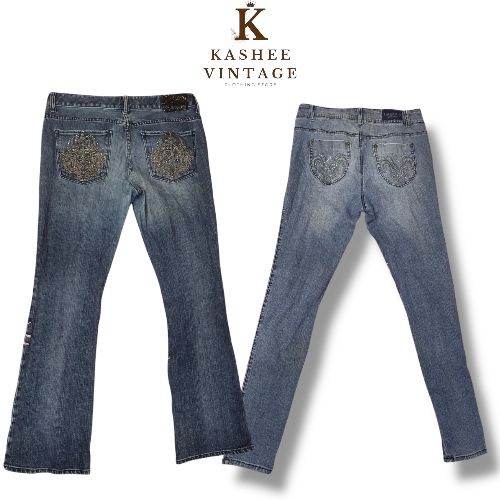 Straight embellish flared jeans
