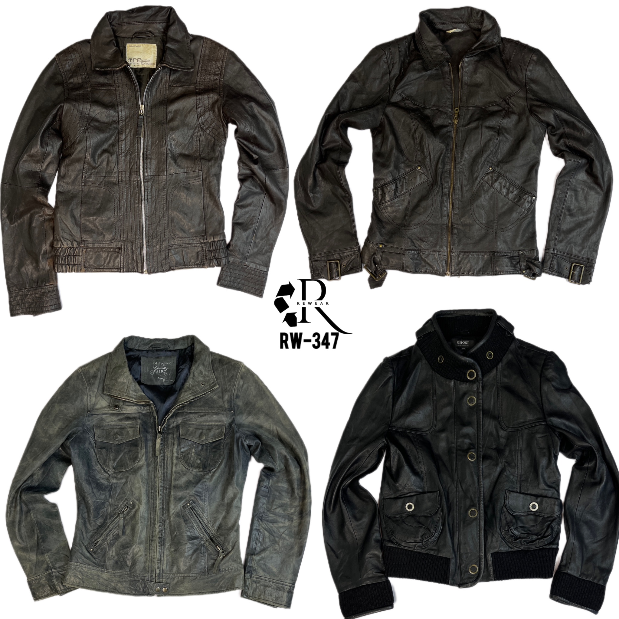 Blousons en cuir de fille cool des années 90/Y2K (RW-347)