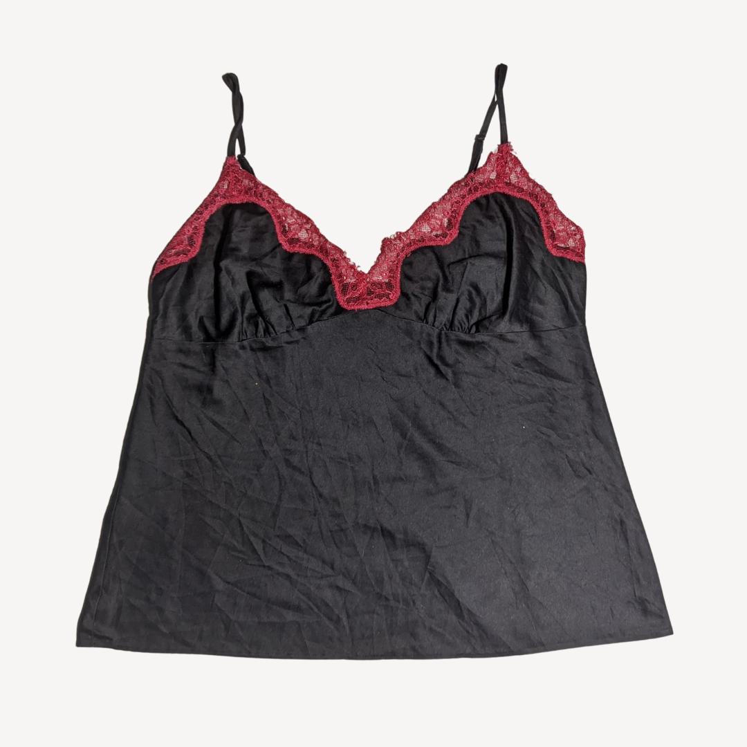 SAY#190 Y2K Tops Slip – Estética de Seda e Renda