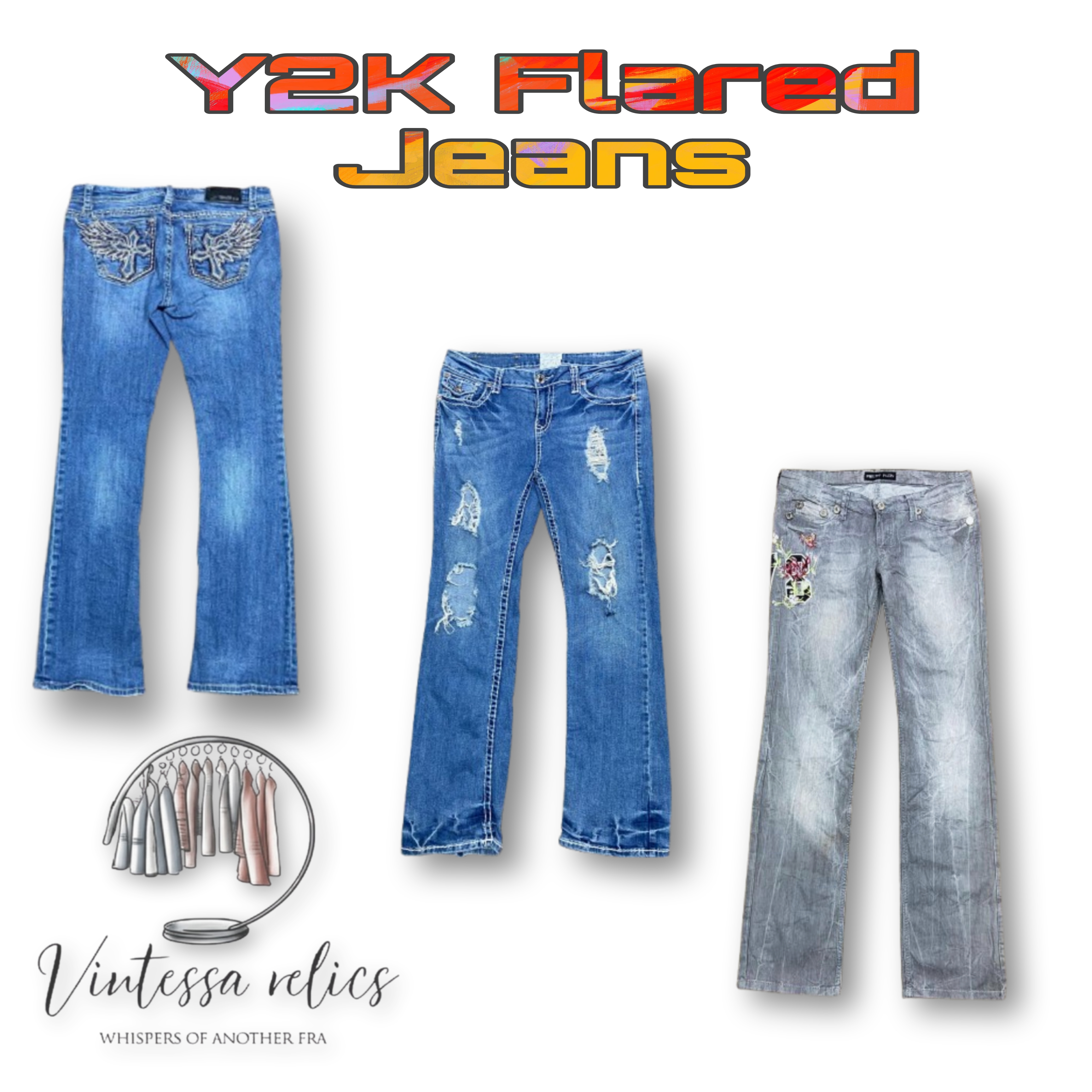 VP20 Y2K Embroidered & Flared Jeans