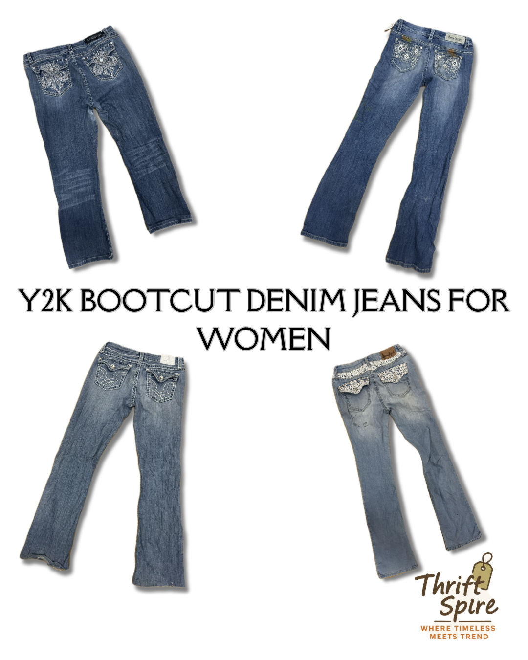 Y2K Bootcut Denim Jeans für Frauen - 30 Stück