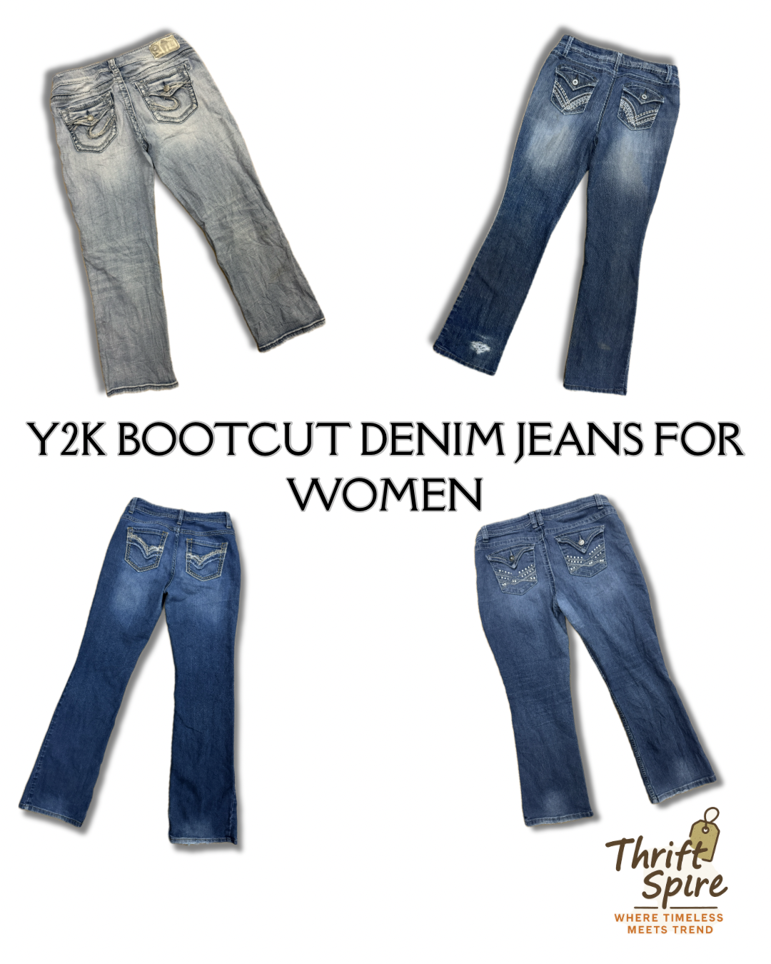 Y2K Bootcut Denim Jeans für Frauen - 30 Stück