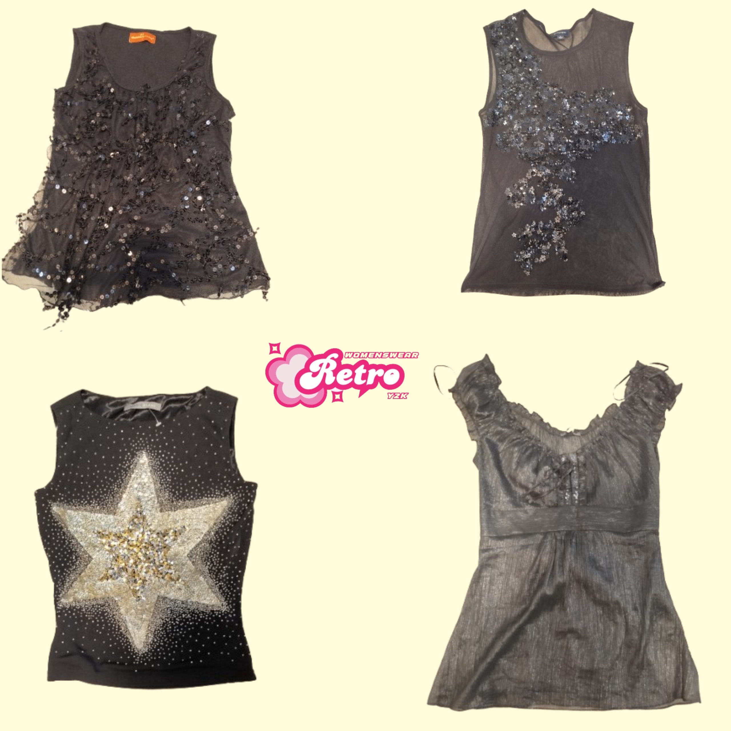 Y2K Black Sequin Glam Tops ( Rp-02)