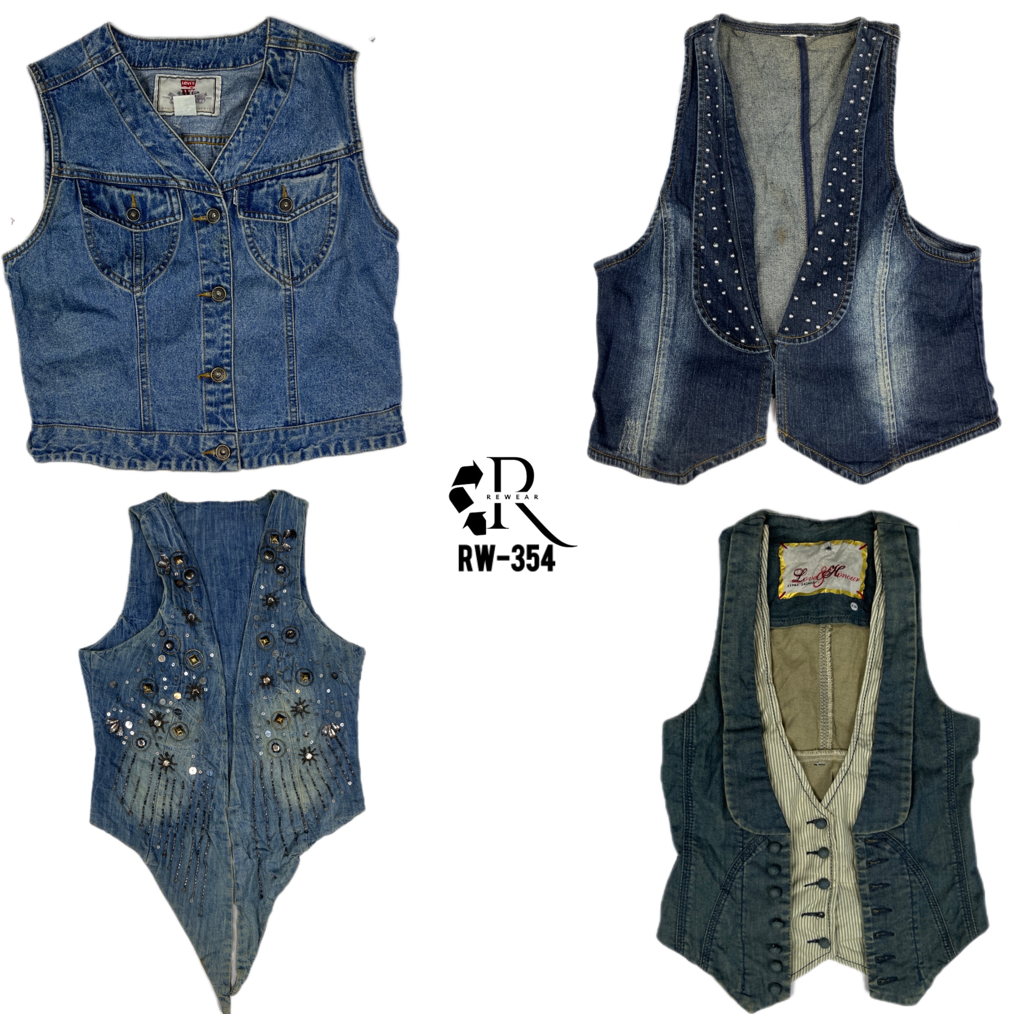 Y2K Unique Retro Style Denim Waist Coat (RW-354)