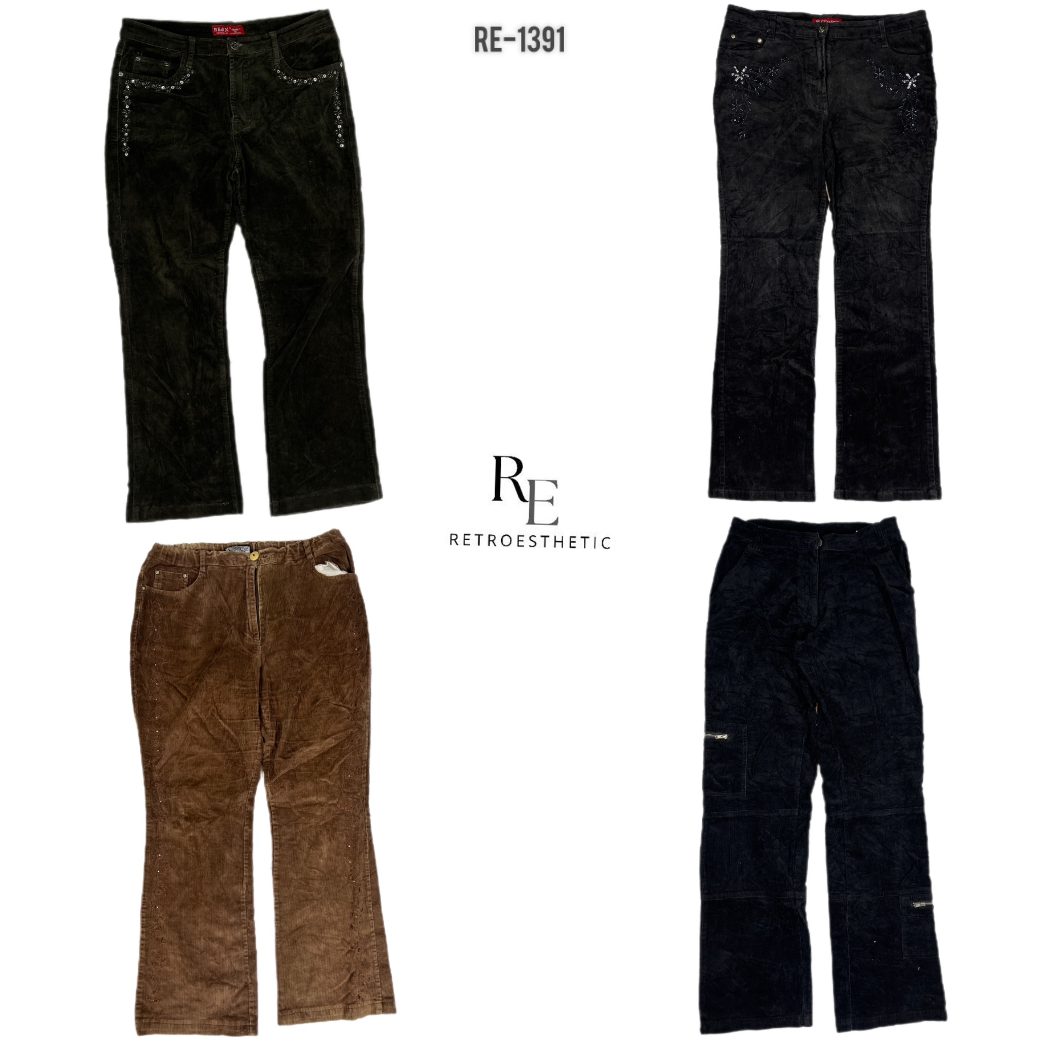 Y2K Corduroy Flared Pants (RE-1391)