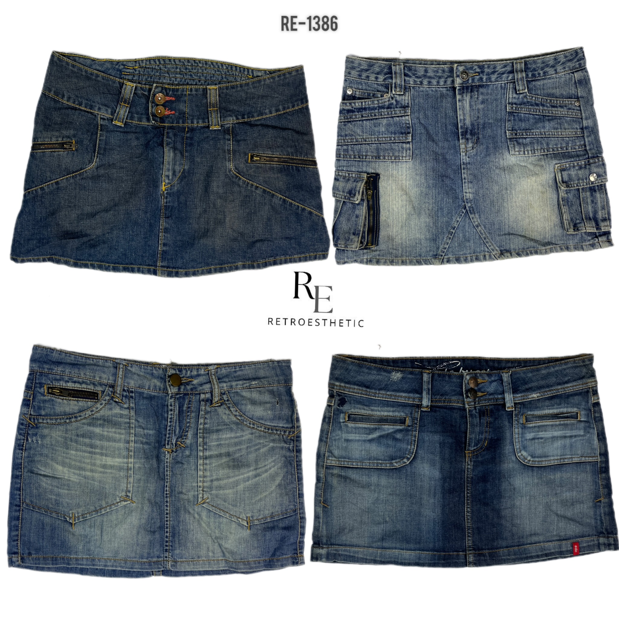 Y2K IT Girl Denim Mini Skirts (RE-1386)