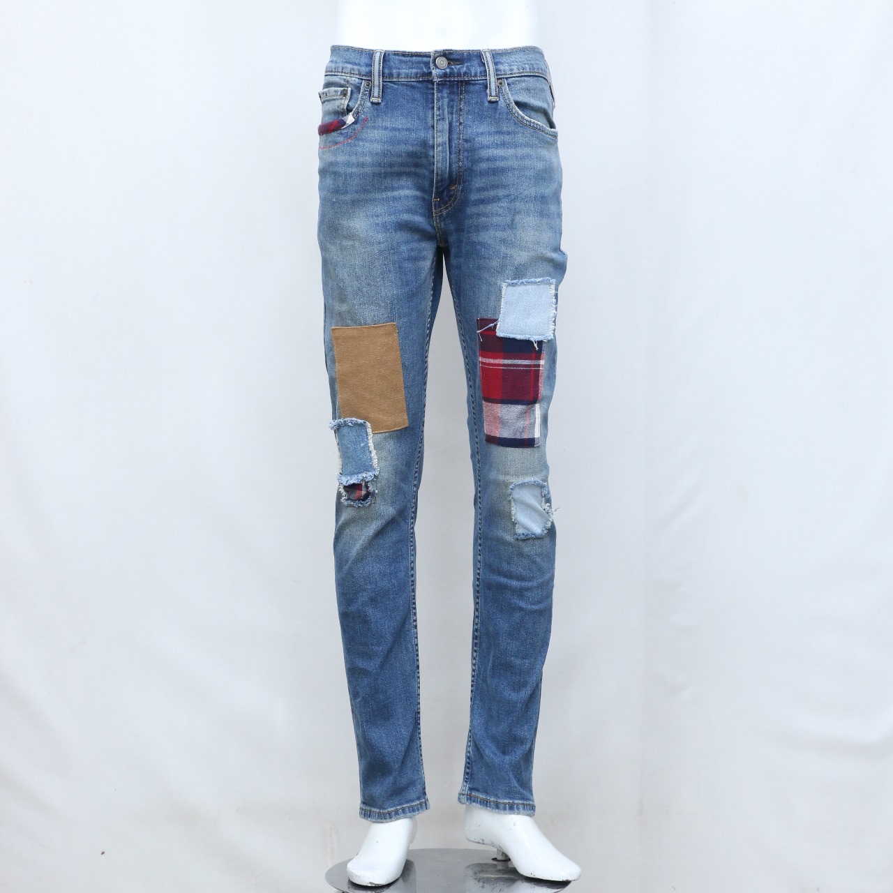 CR-168 Reworked Flannel Patch Denim Jeans