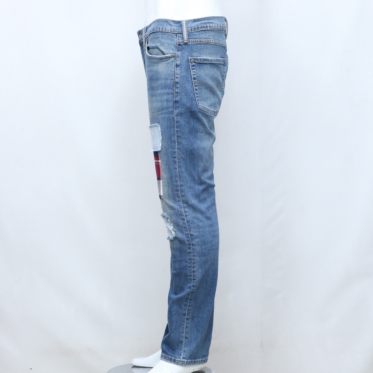 CR-168 Jean en denim avec empiècements en flanelle retravaillés