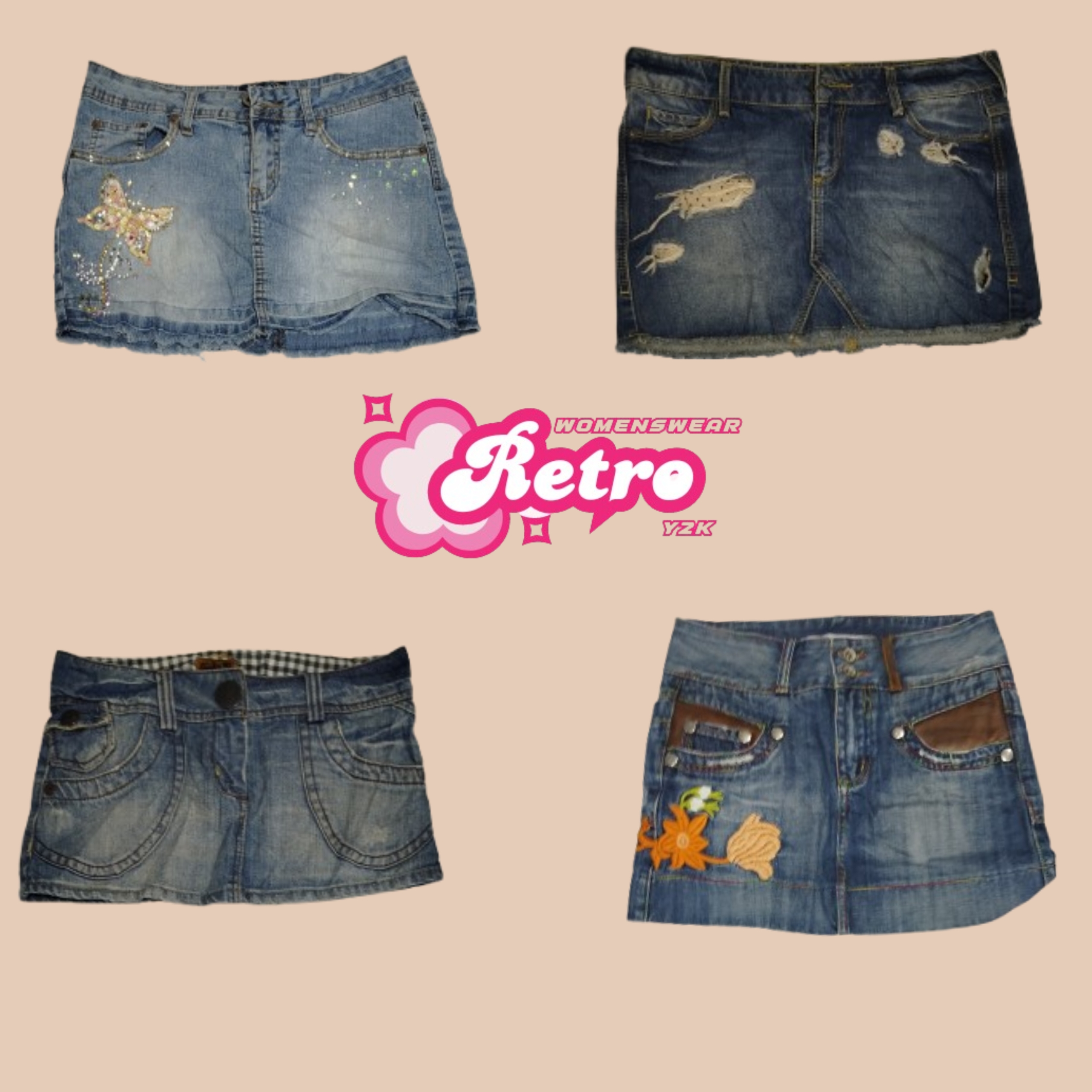 Jupes mini en denim Y2K (RP-44)