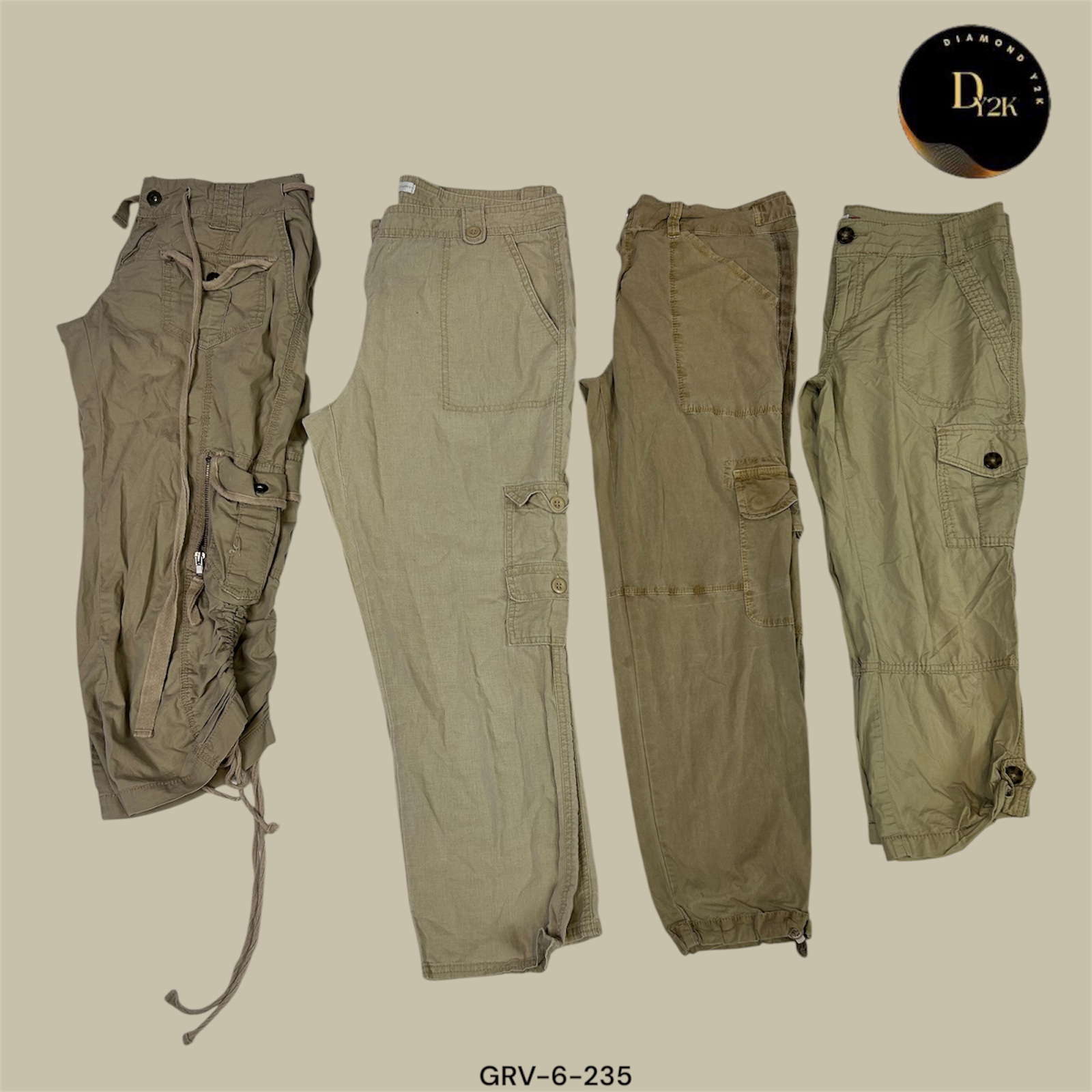 Cream Y2K Cargo Capris | Vibrazioni Utility Streetwear (GRV-6-235)