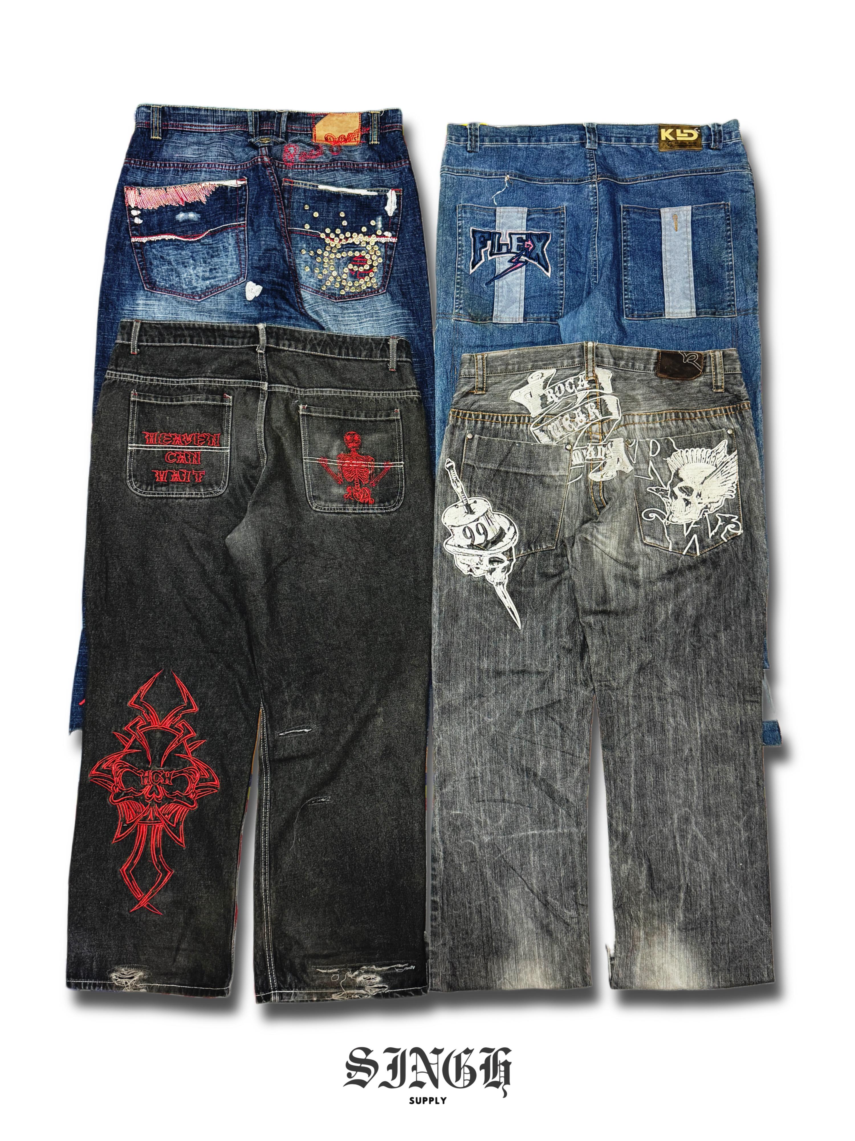 Hip Hop x Jeans brodés japonais