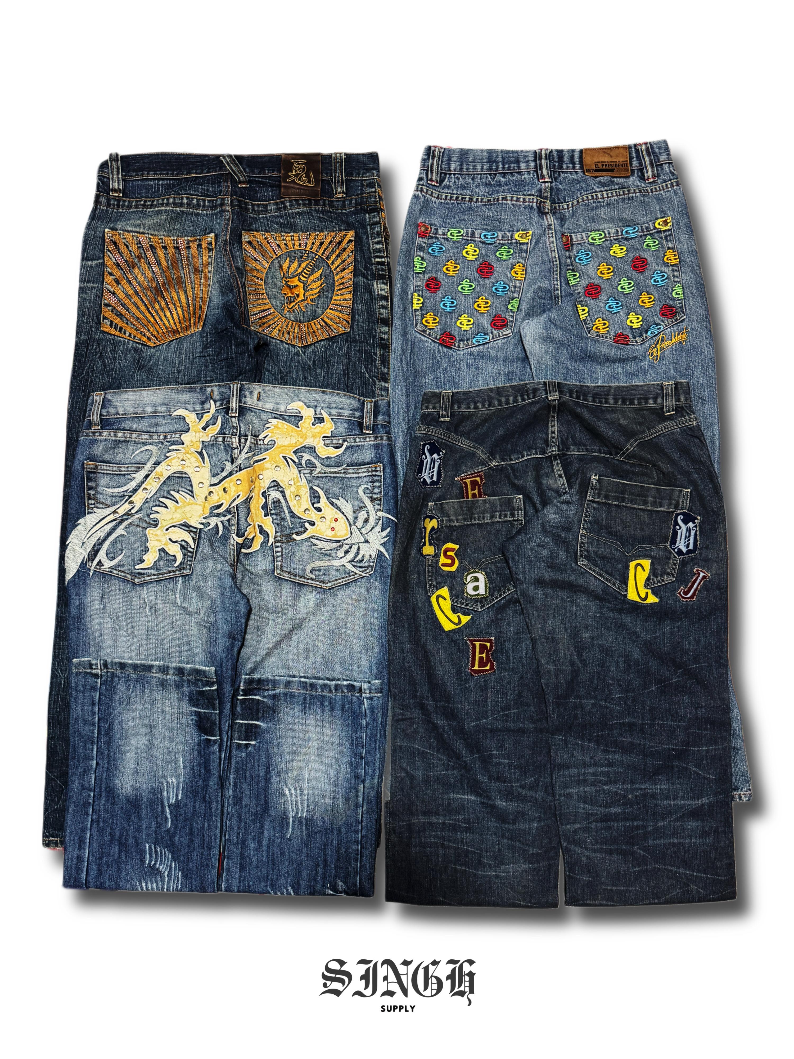 Jeans bordados japoneses x Hip Hop