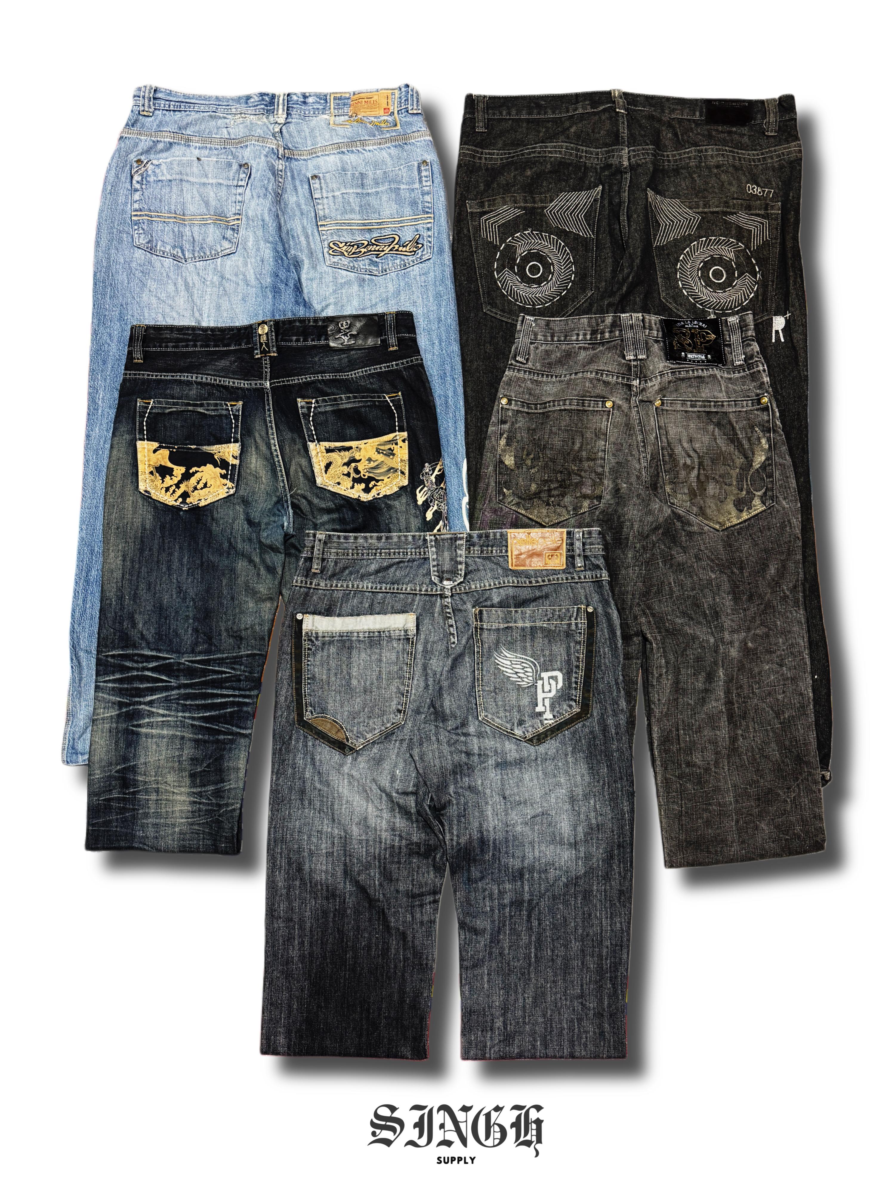 Hip Hop x Jeans brodés japonais