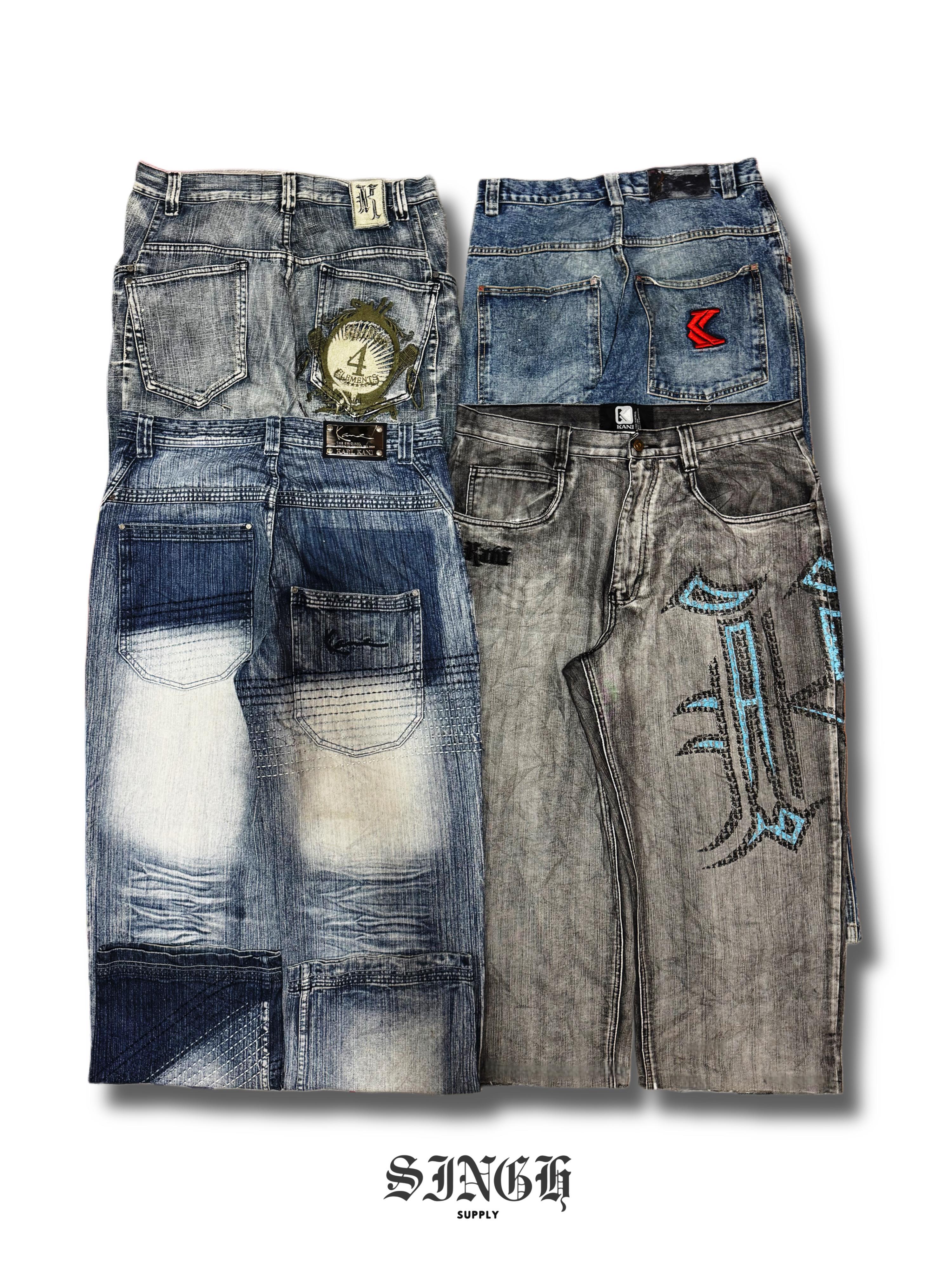 Hip Hop x Pantalon en jean brodé japonais