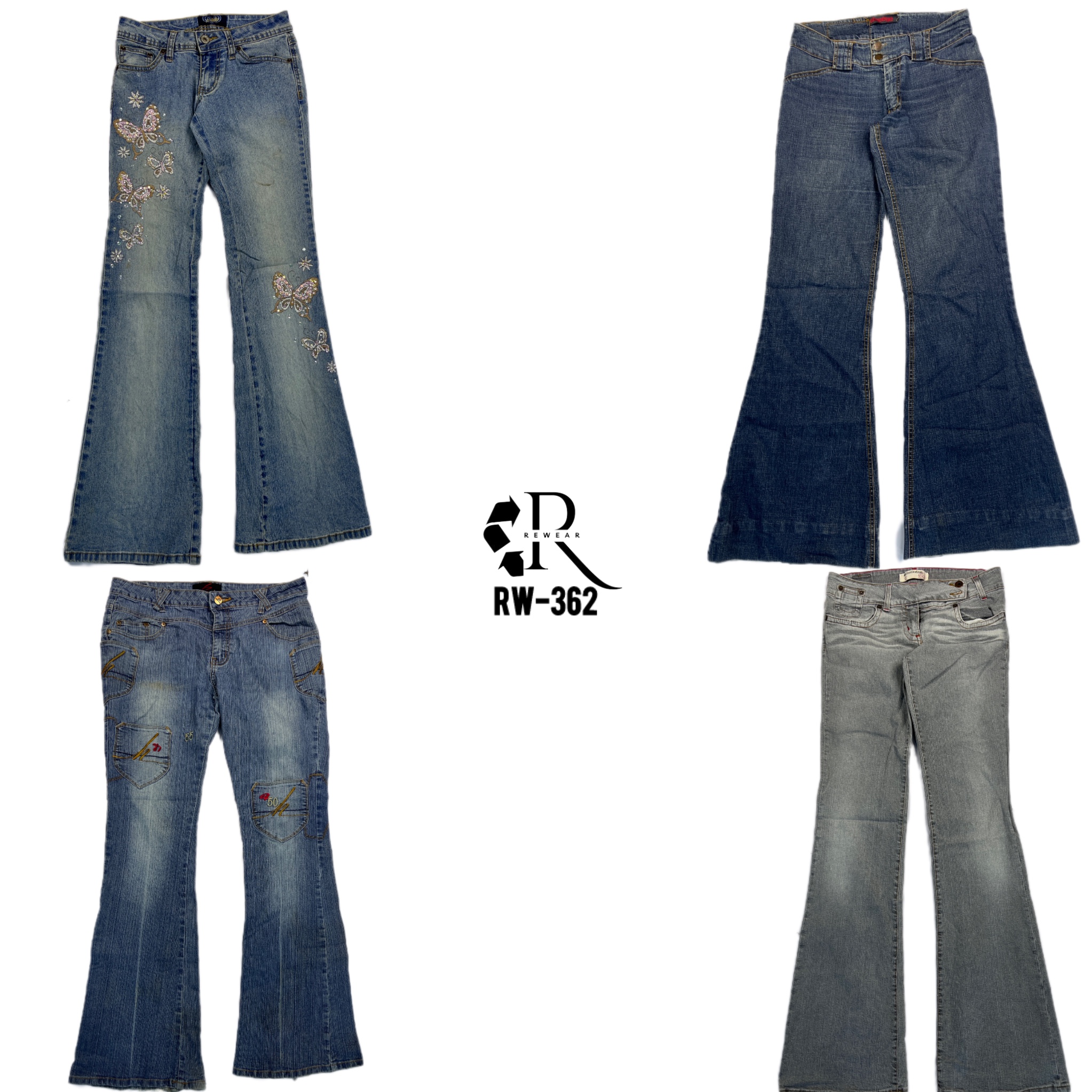 Y2K IT Girl  Denim Unique Flared Jeans (RW-362)
