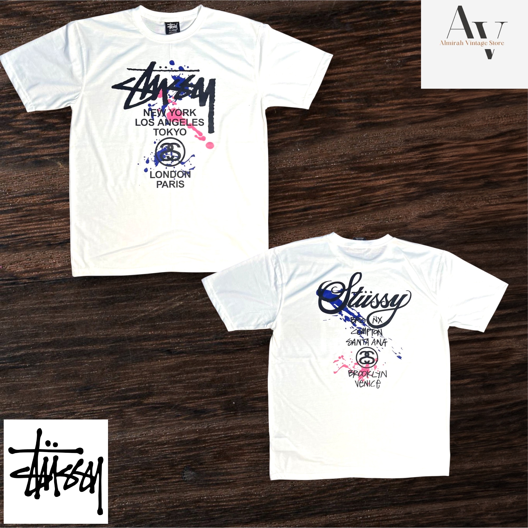 Stussy Neuinterpretation Styles Welt-Tour Farb T-Shirt