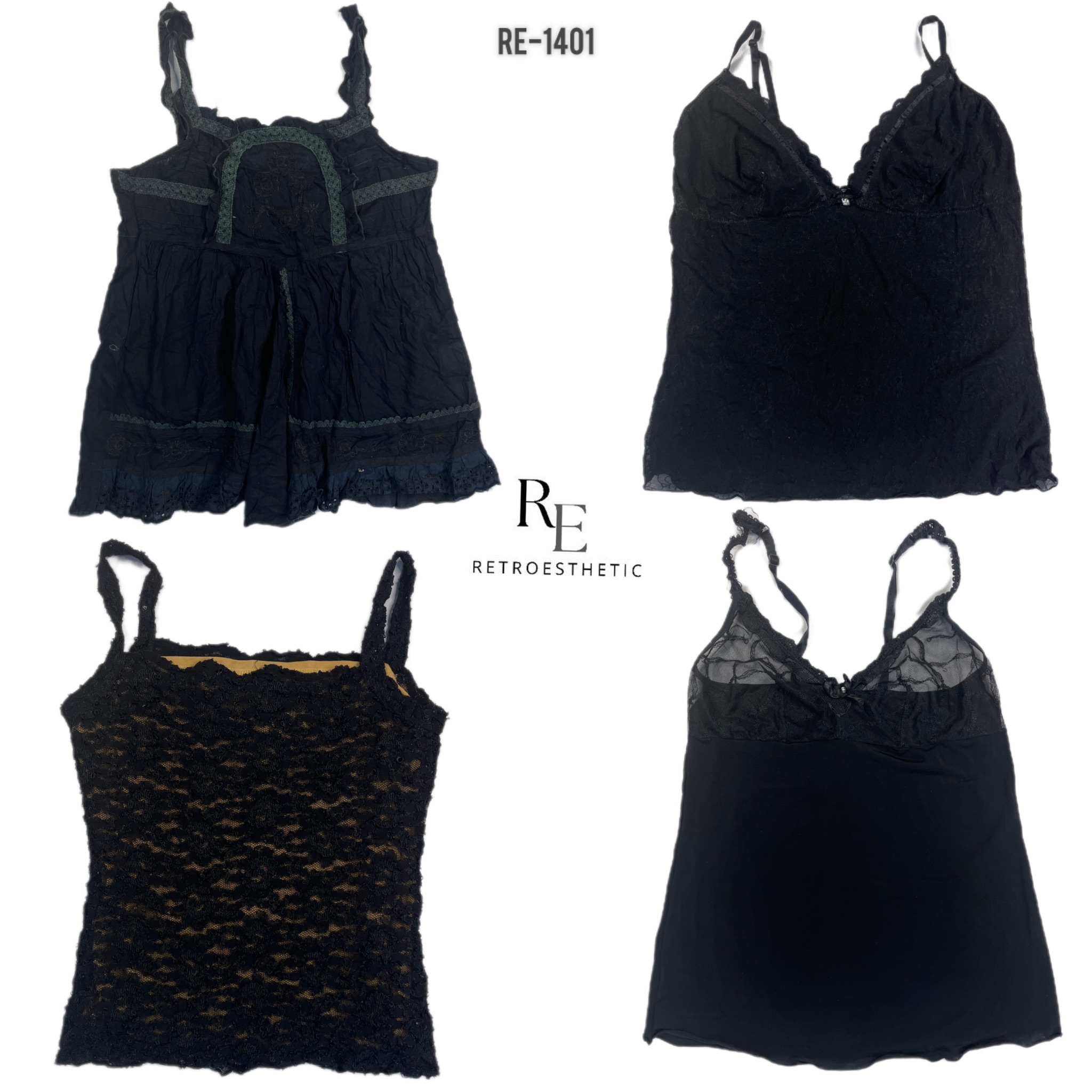 Top Cami Gótico Todo Negro Y2K (RE-1401)