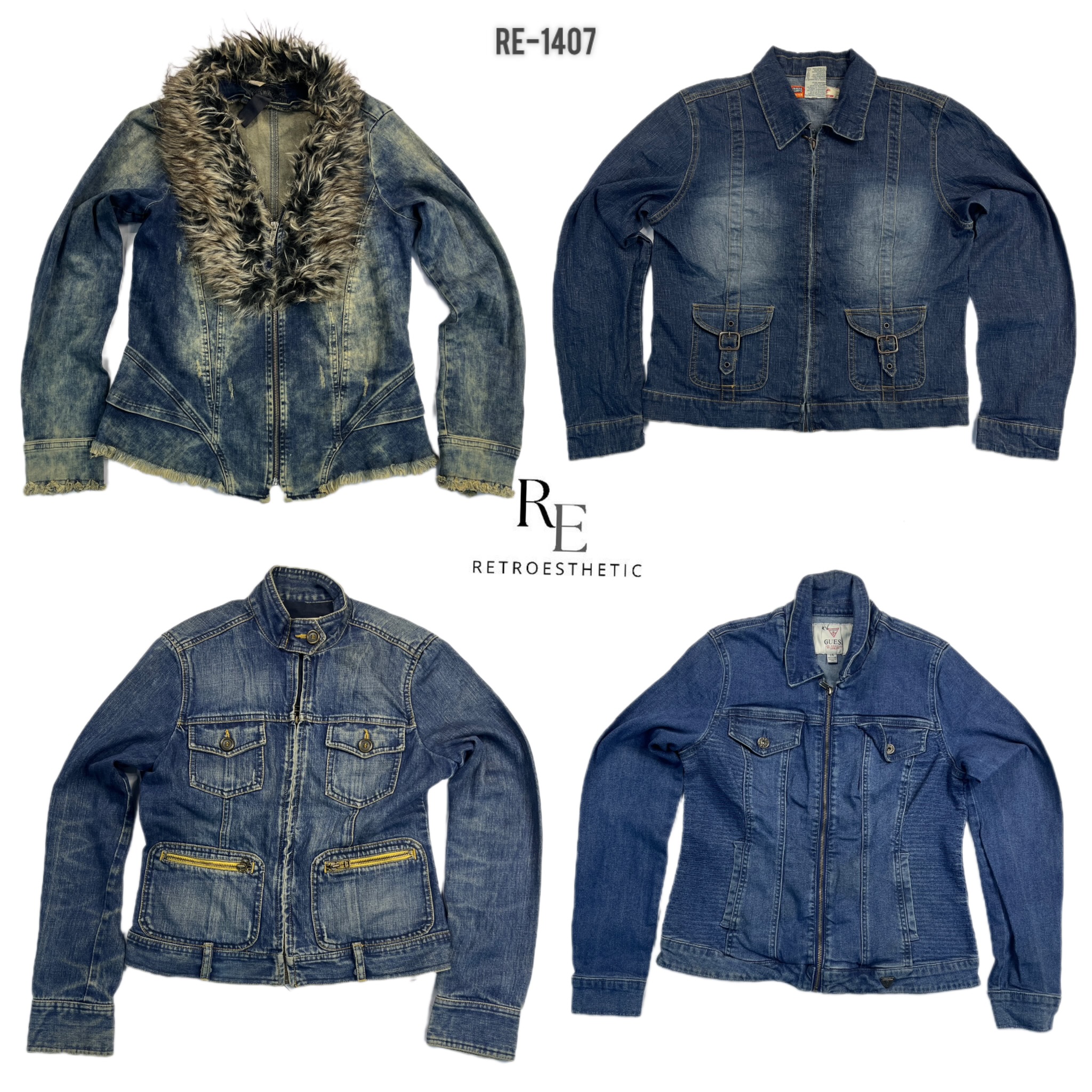 Veste en denim de l'ère Y2K Cool Girl (RE-1407)