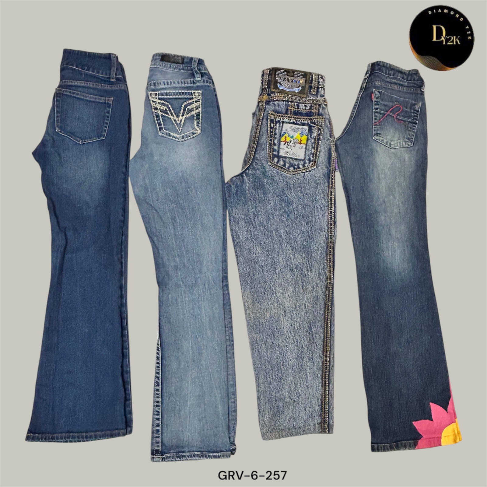 Jeans acampanados raros de Y2K | Denim vintage auténtico (GRV-6-257)