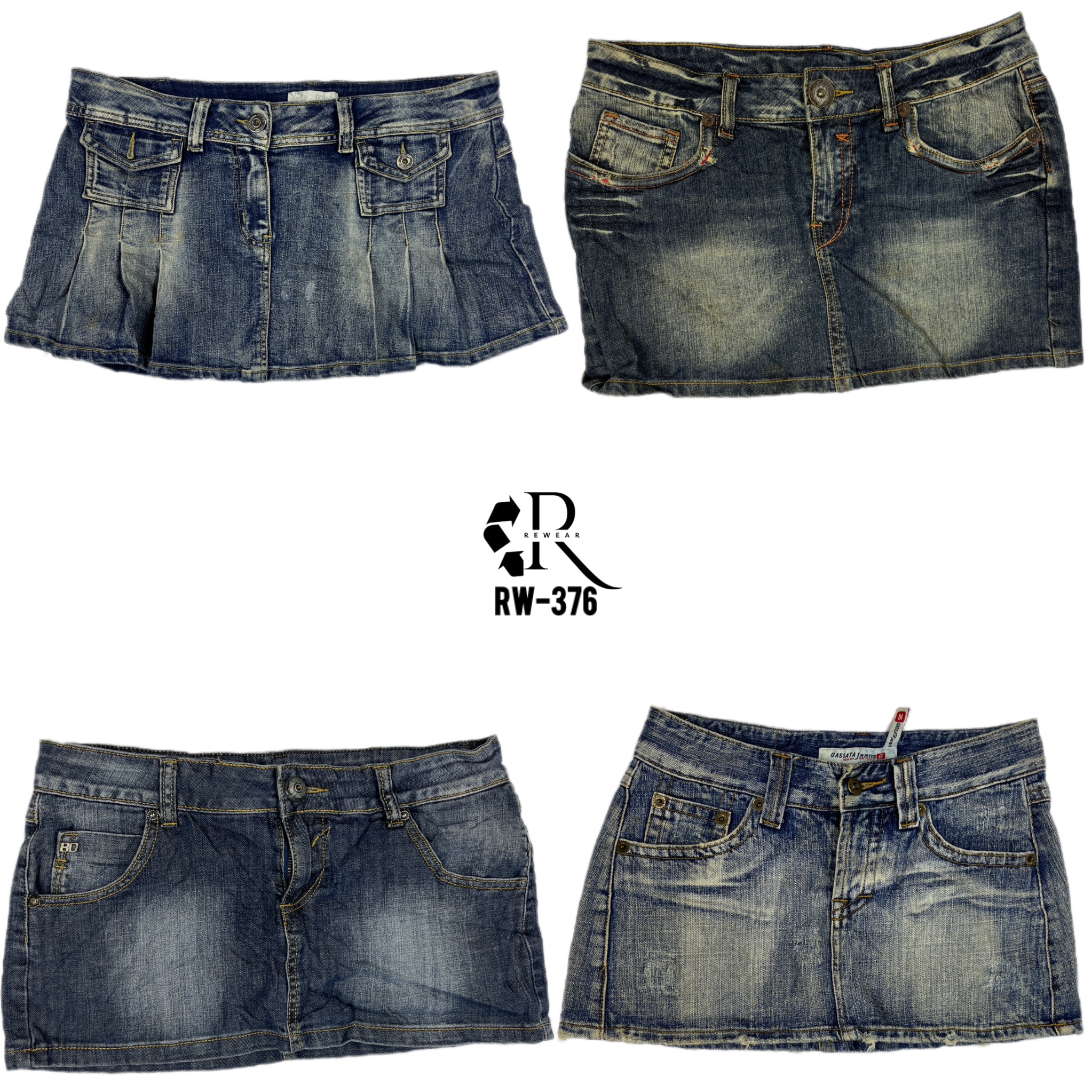 Y2K Paris Hilton Époque Jupes Mini en Jean (RW-376)