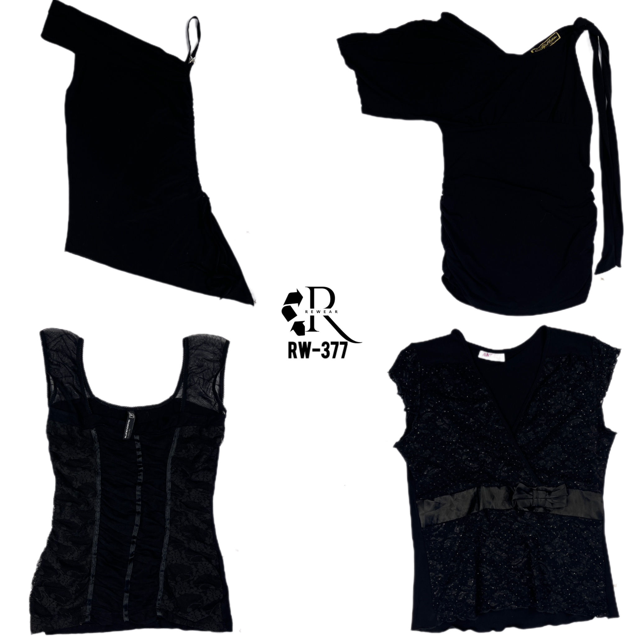 Tops gothiques sans manches tout noirs Y2K (RW-377)