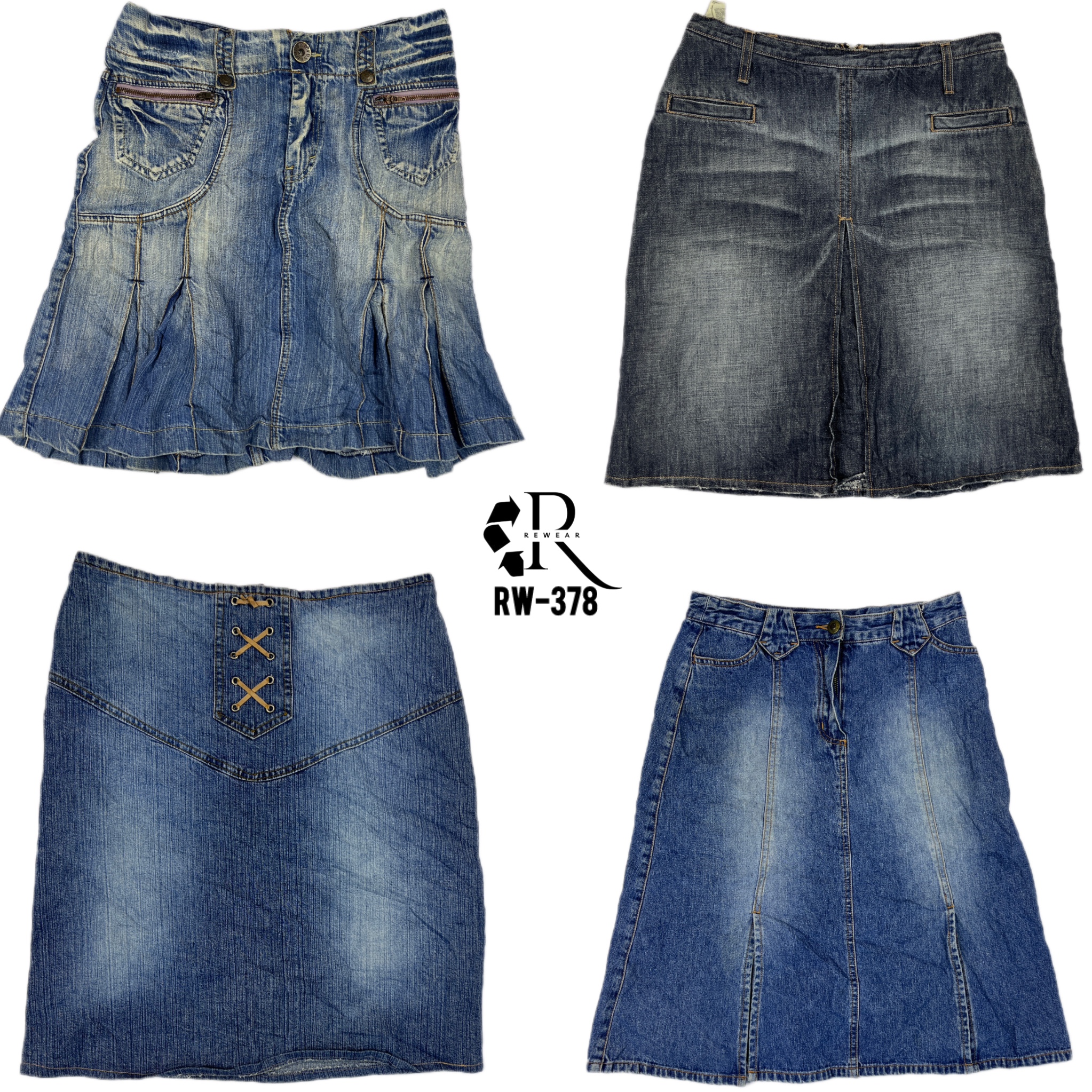 Jupes midi en denim de l'ère Britney Y2K (RW-378)