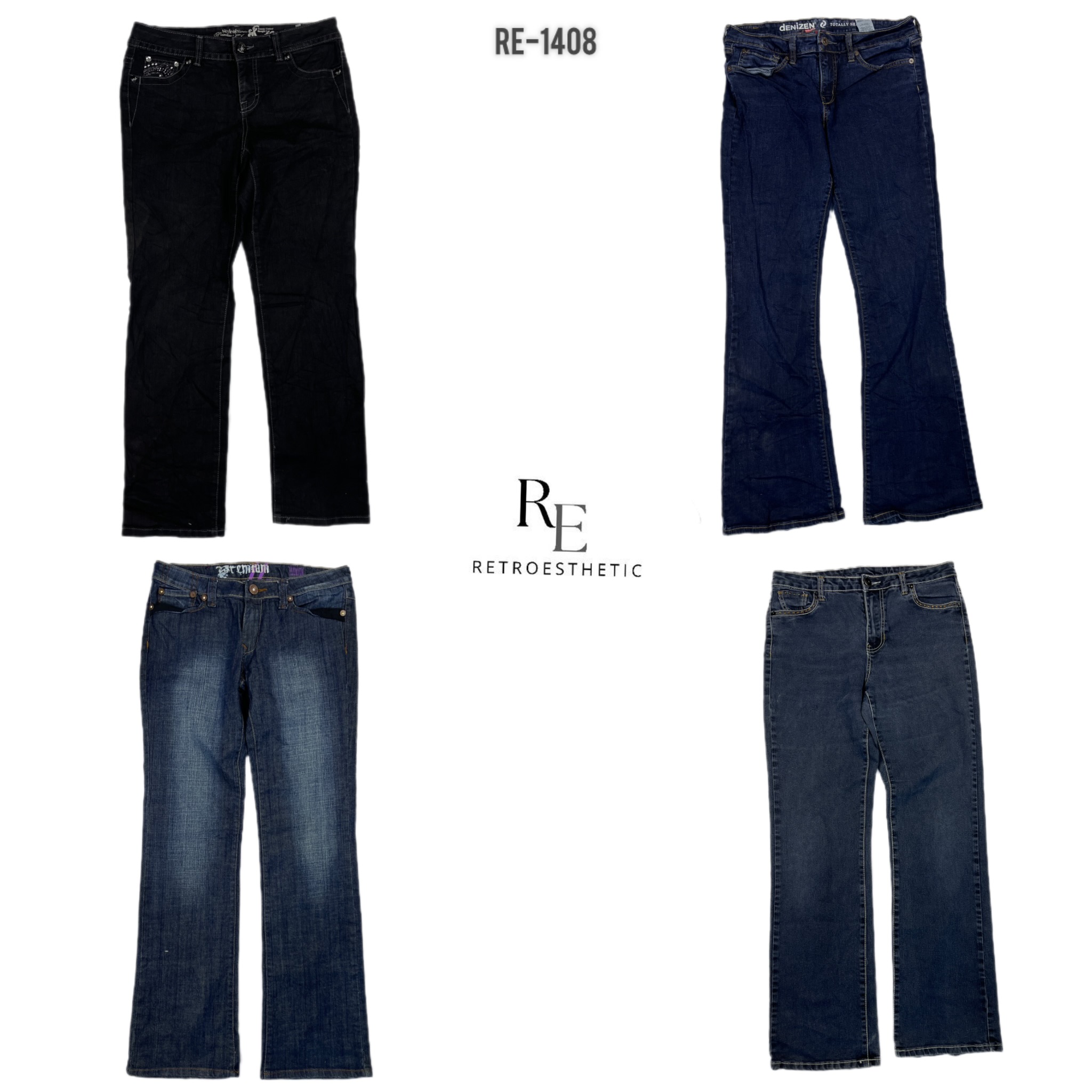 Y2K IT Girl Embellished Denim Jeans (RE-1408)