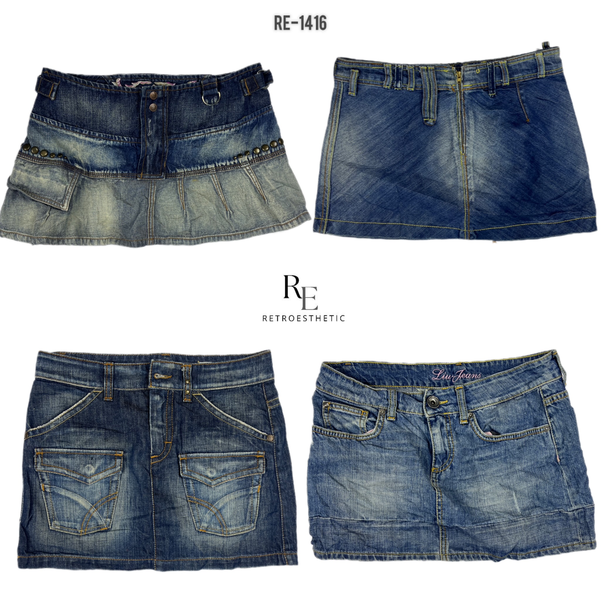 Y2K Britney Era Jeans Micro Mini Saia (RE-1416)