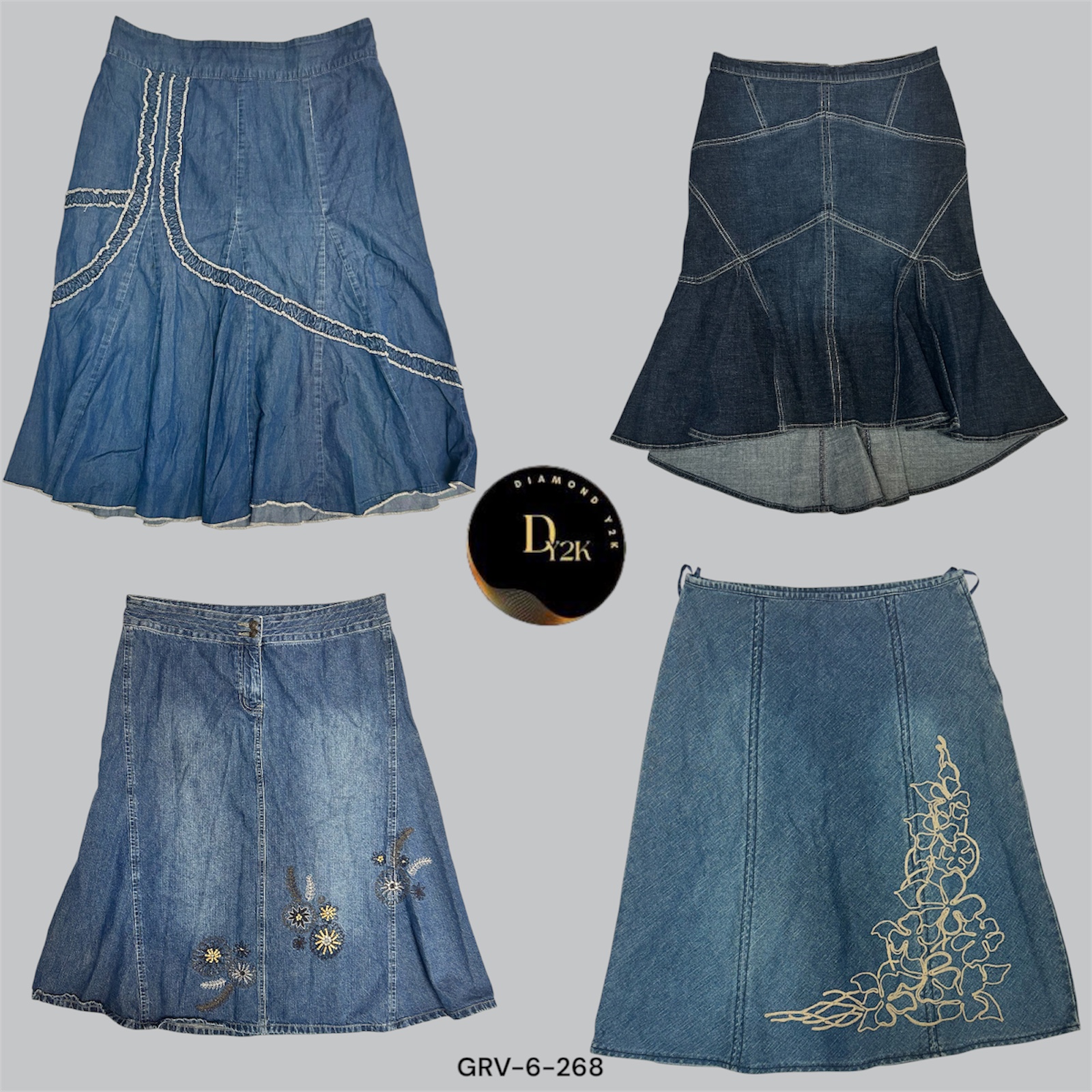 Y2K Denim Midi Skirt | Retro Revival Must-Have (GRRV-6-268)