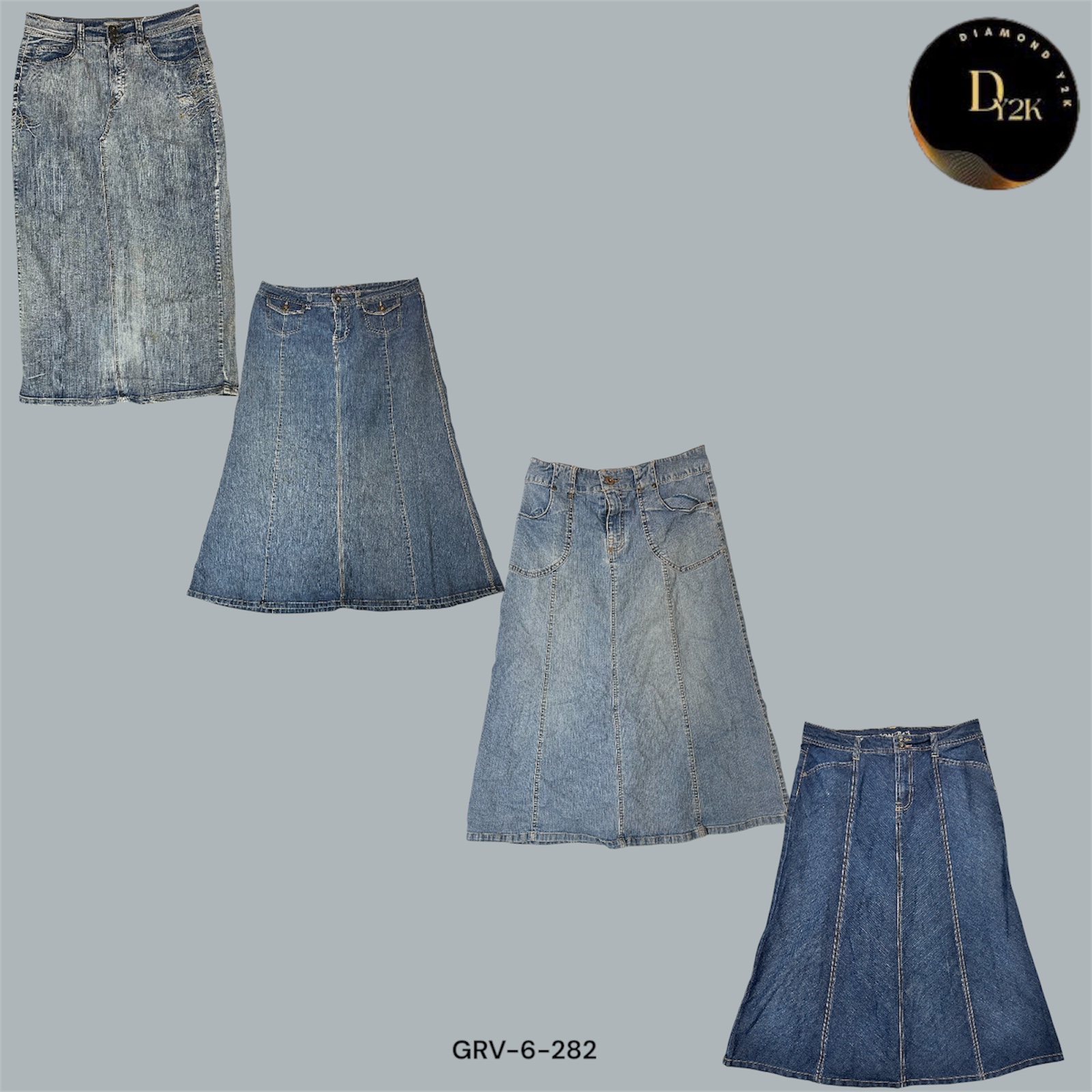 Maxi Cool | Y2K Denim Midi- und Maxirock Drop (GRV-6-282)
