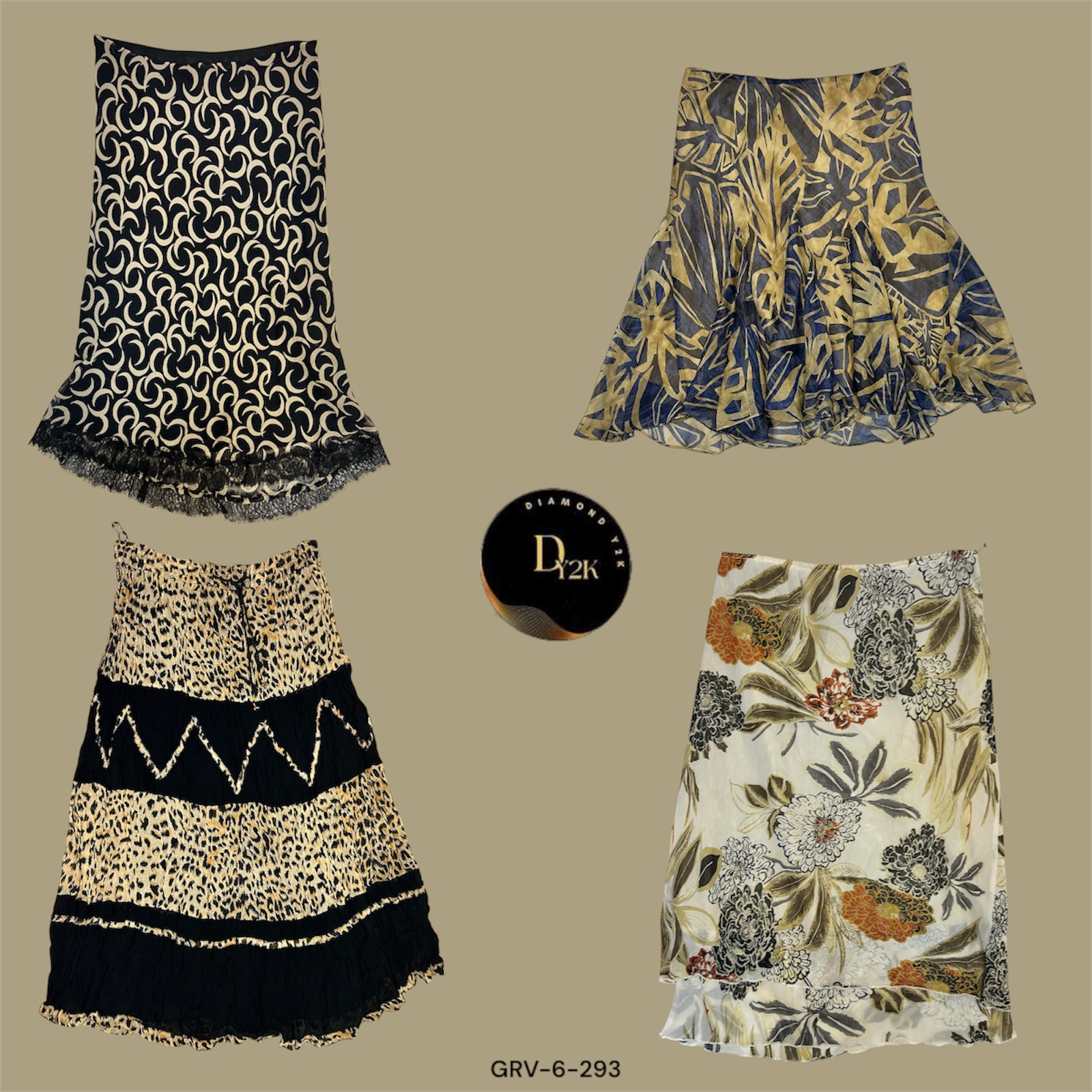 Y2K Icon | Brown Poly Silk Skirt with Soft Sheen (GRV-6-293)