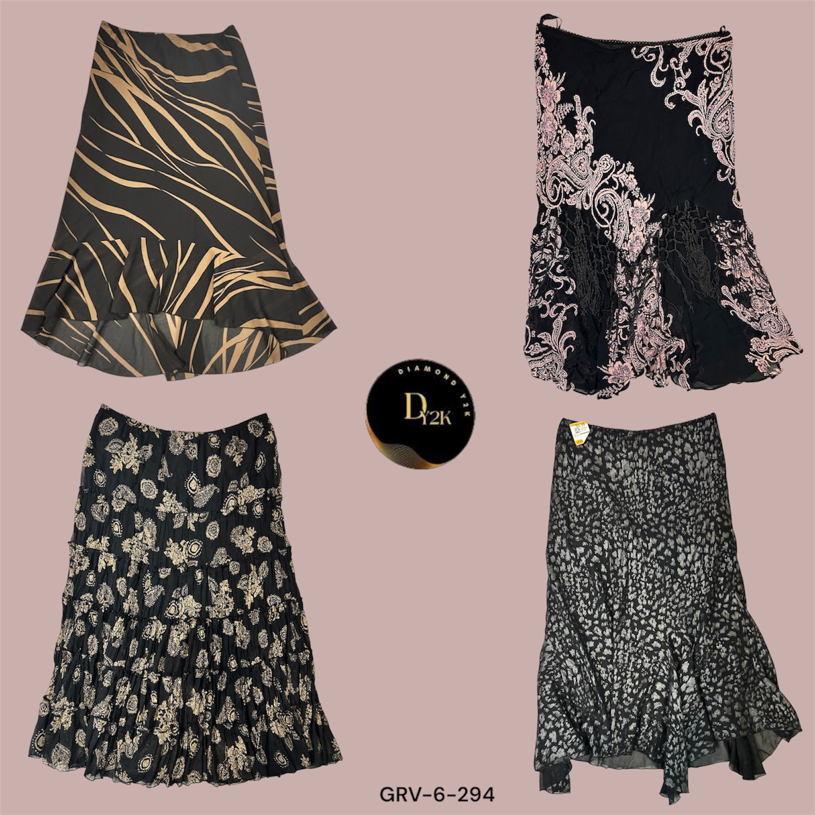 Y2K Luxe Flow | 100% Poly Silk Skirt with Sheen (GRV-6-294)