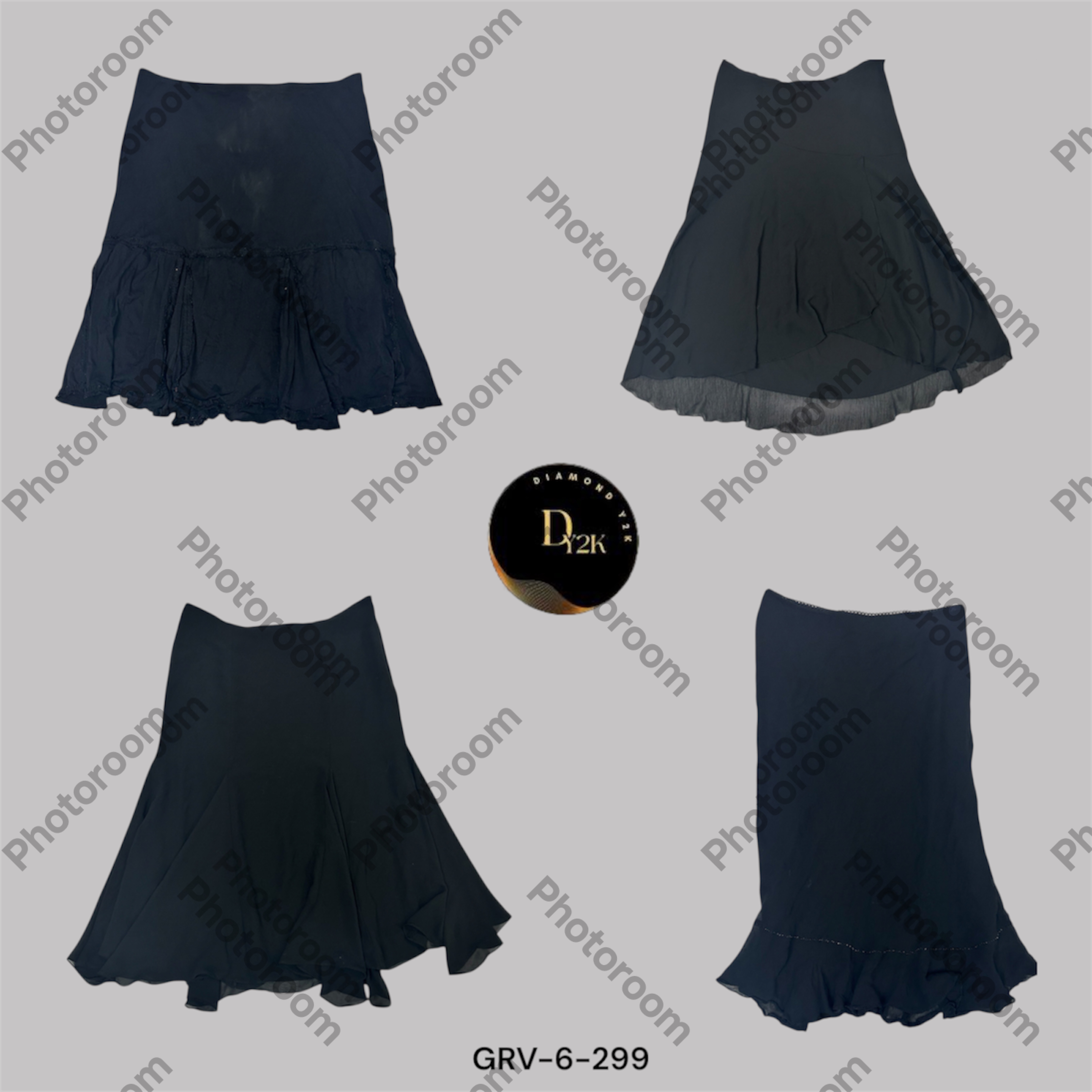 Y2K Traumgirl | Eleganter schwarzer Polyesterrock (GRV-6-299)