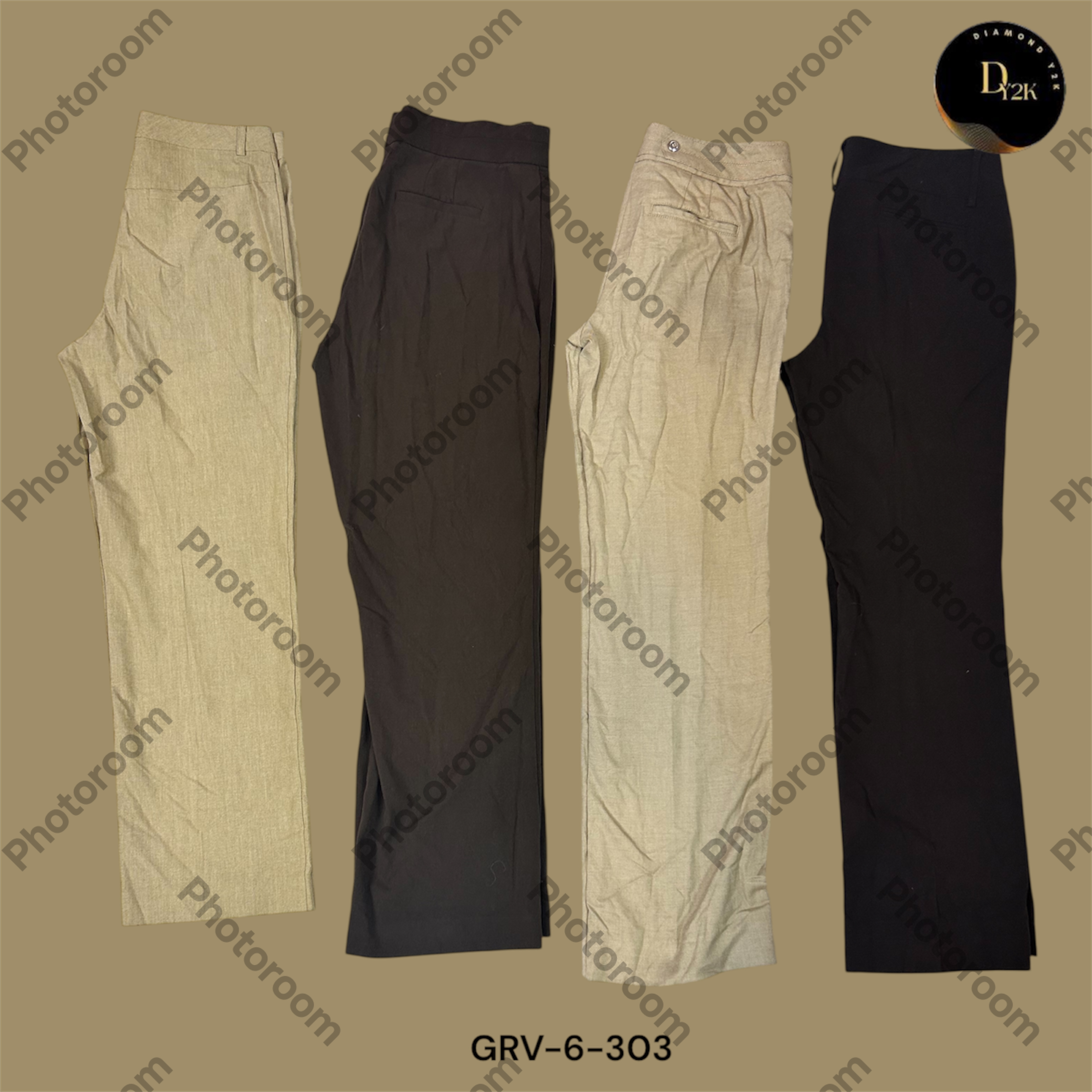 Y2K Era Two-Tone Poly Pants | Brown & Cream Minimal Vibe (GRV-6-303)