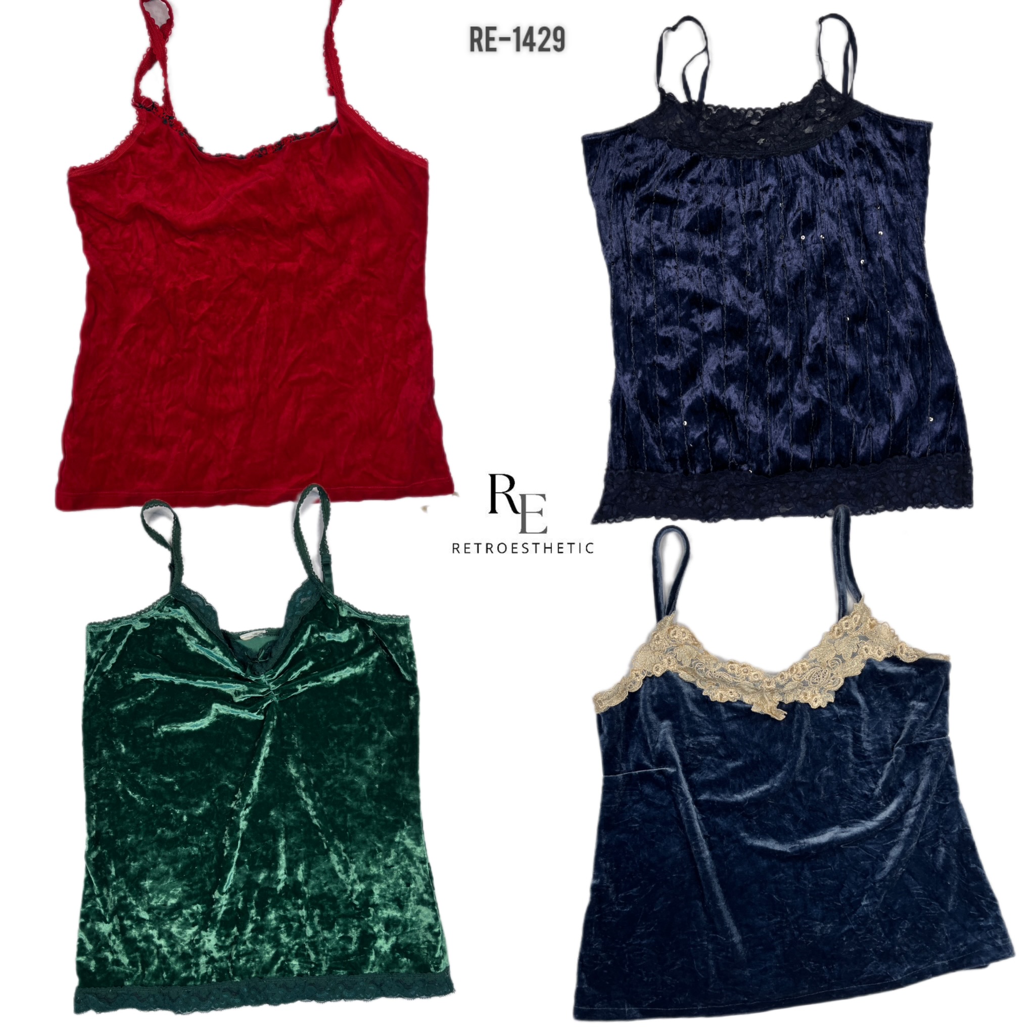 Y2K Soft Velvet Cami Tops (RE-1429)