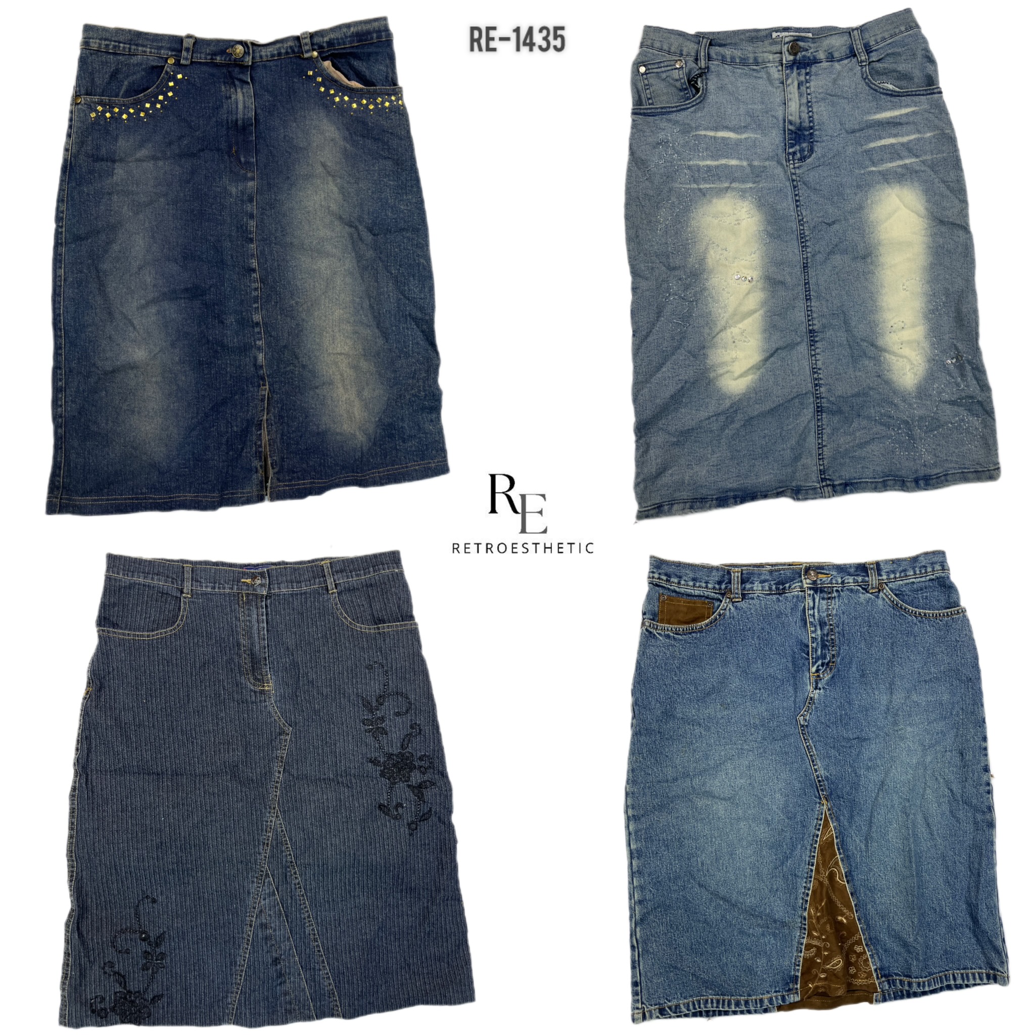 Saia Midi Jeans da Era Britney Y2K (RE-1435)
