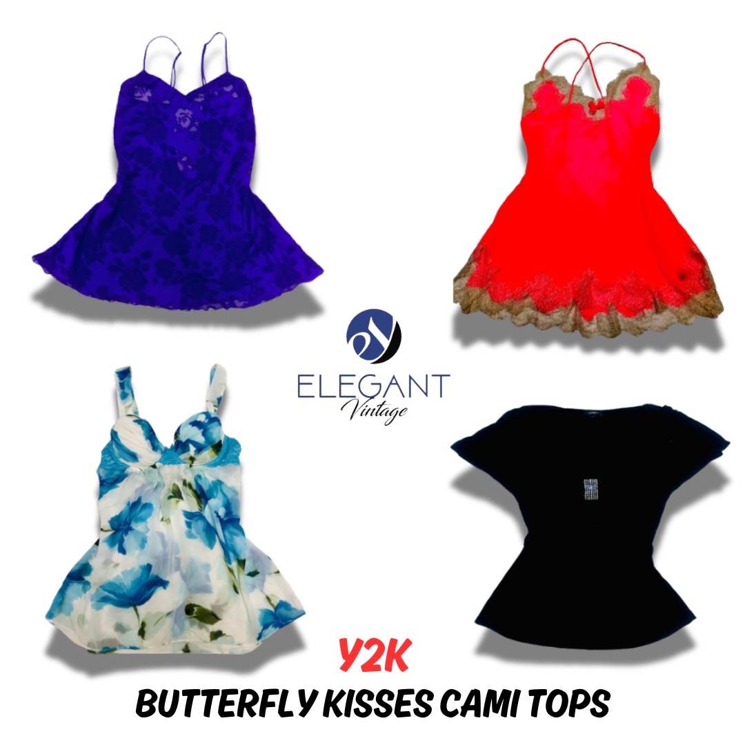Y2K Schmetterlingsküsse Cami Tops - 10 Stück - EV0412