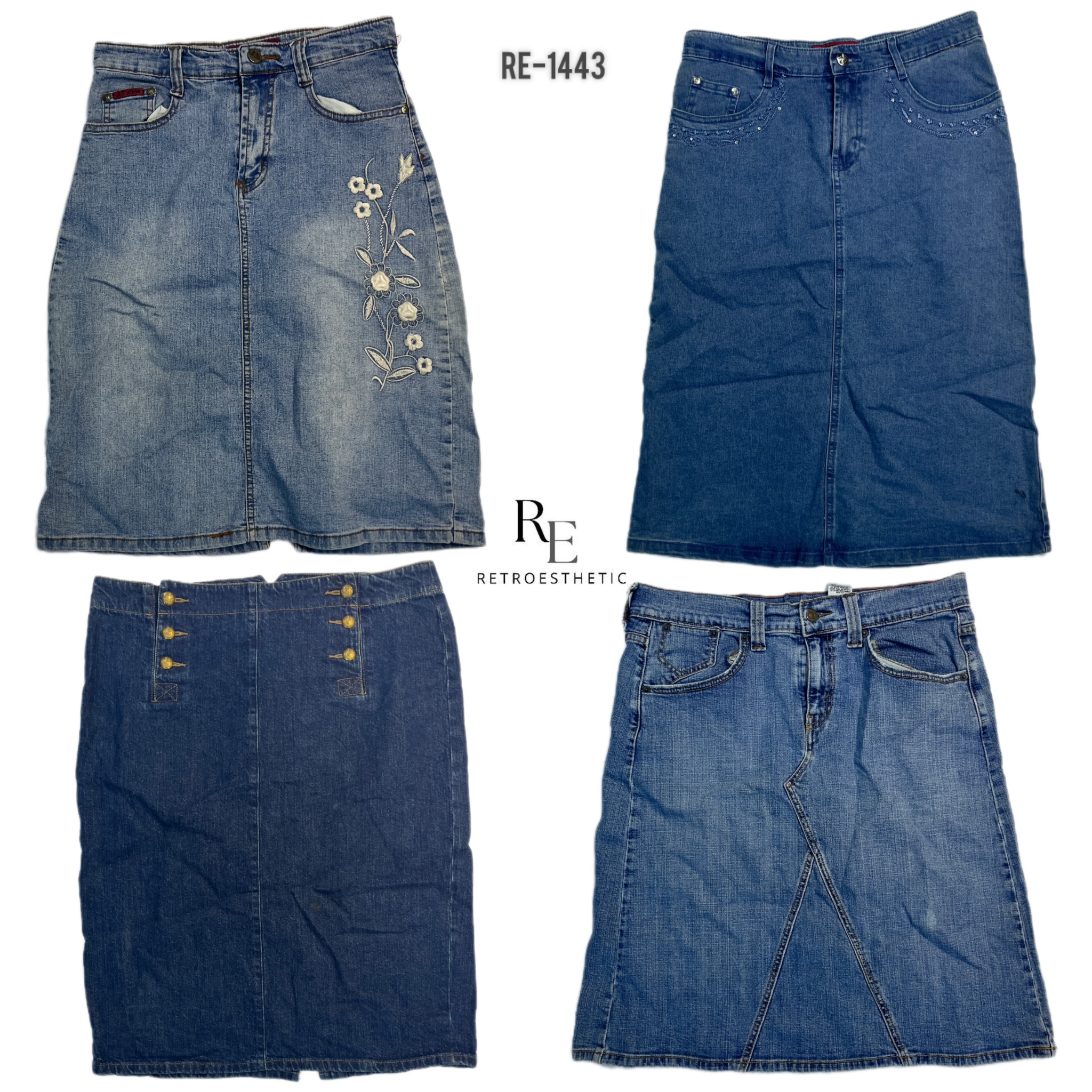 Y2K Britney Era Denim Midi Skirts (RE-1443)