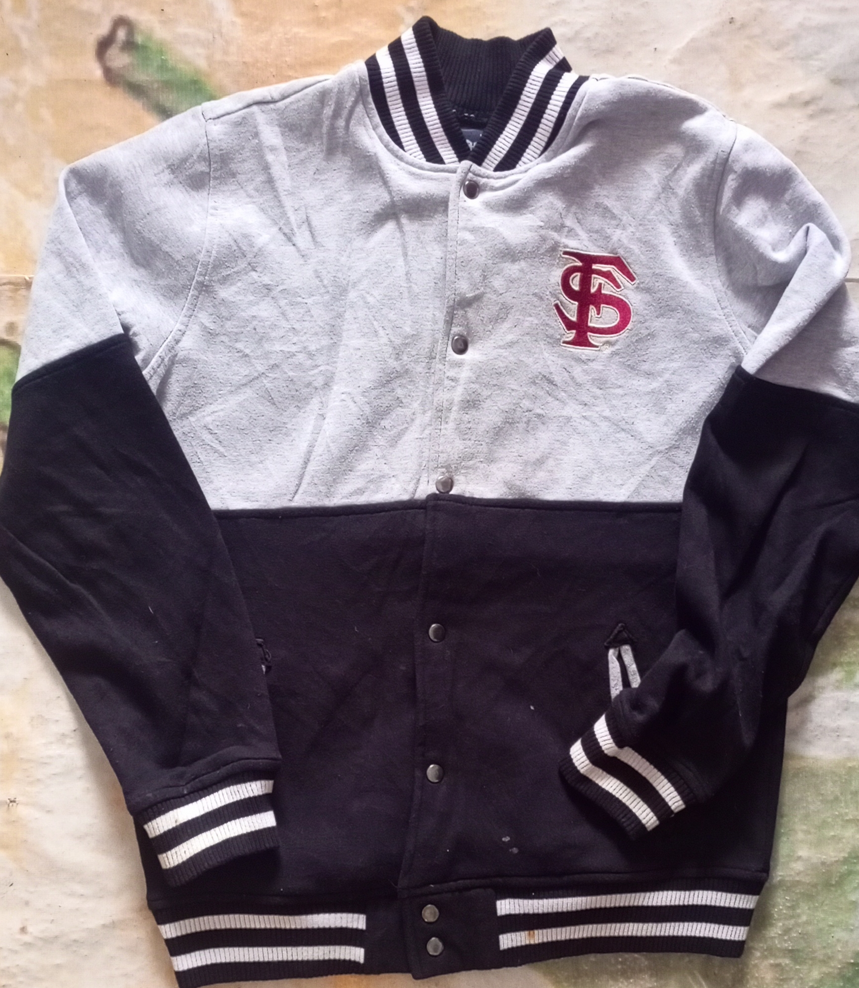 Y2K Varsity Style Zip Jacket