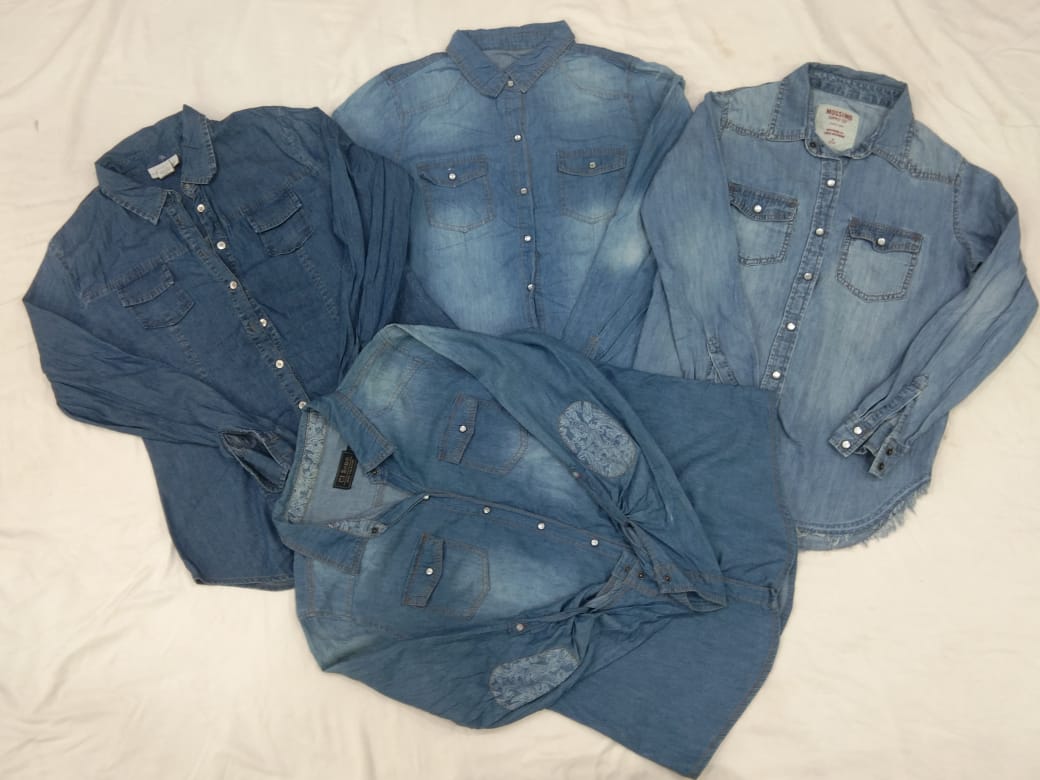 IQ0243 Camicie in Denim Button Down Y2K - 12 Pezzi