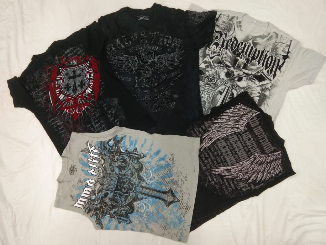 CR4492 ヴィンテージ メンズ プリント スカル Tシャツ