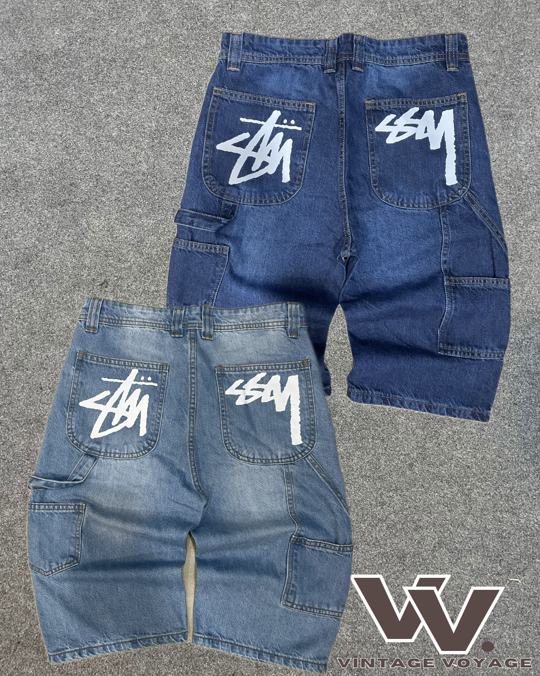 Shorts en denim style rework Stüssy #28625