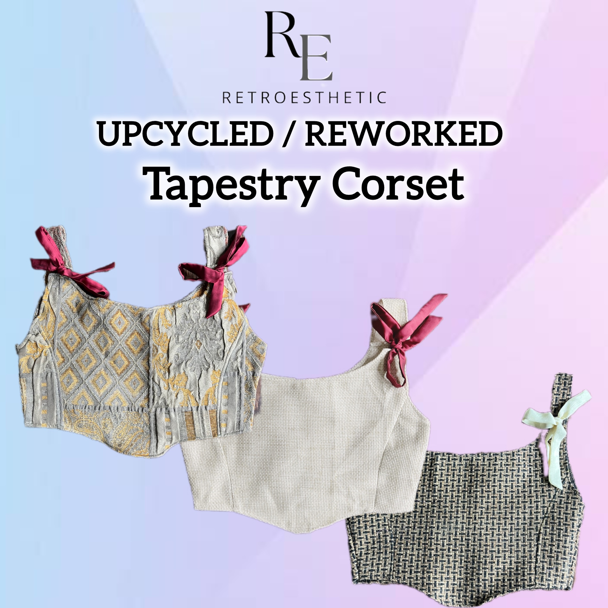 Upcycled Tapestry Corset (With Ribbon Details)