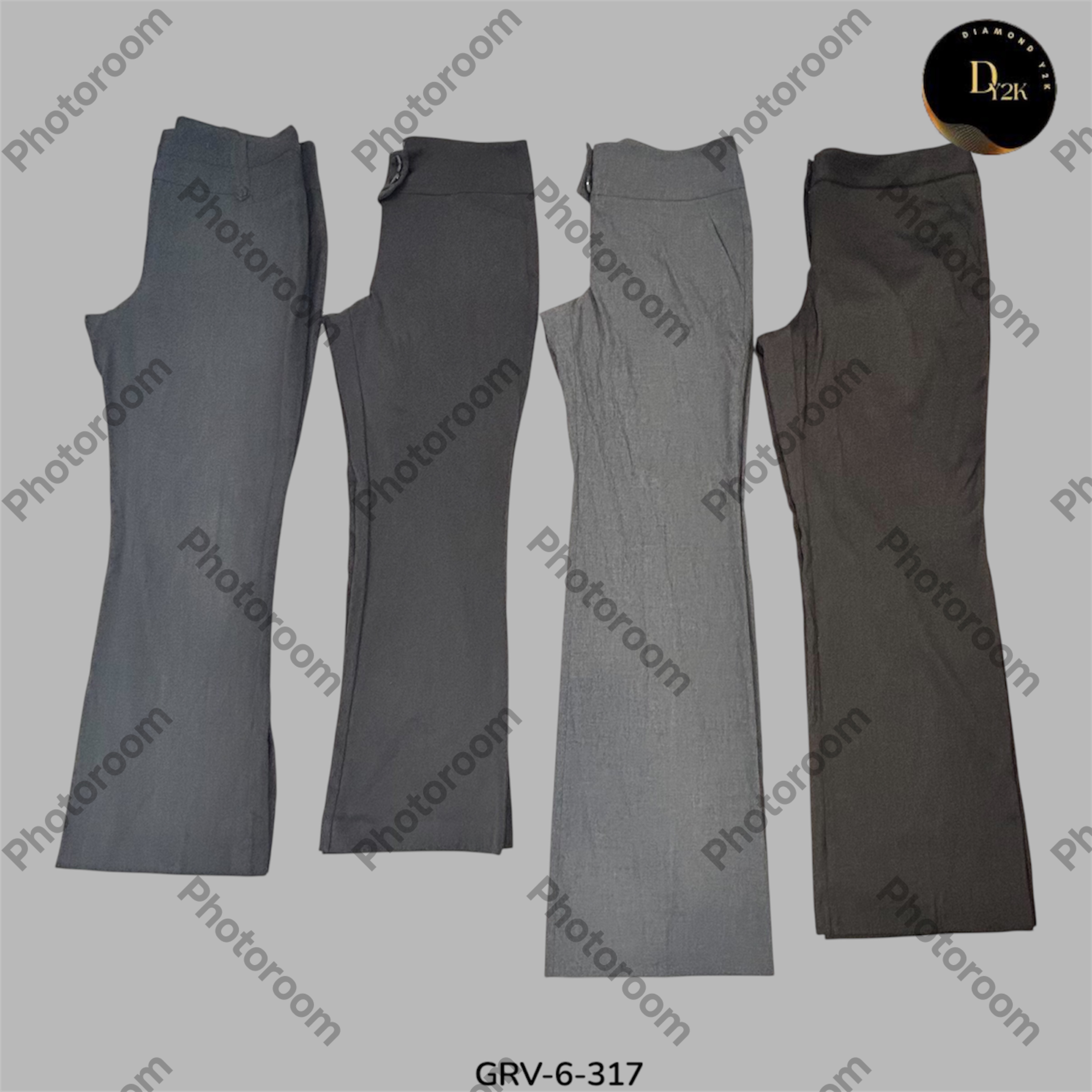 Pantalones Grises Retro Y2K de Poliéster | Livianos y Atemporales (GRV-6-317)
